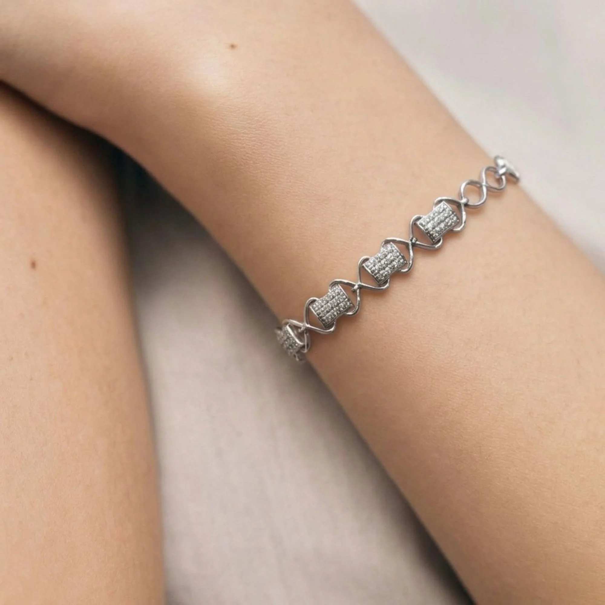 Silver Zigzag Luxe Crystal Bracelet - 2