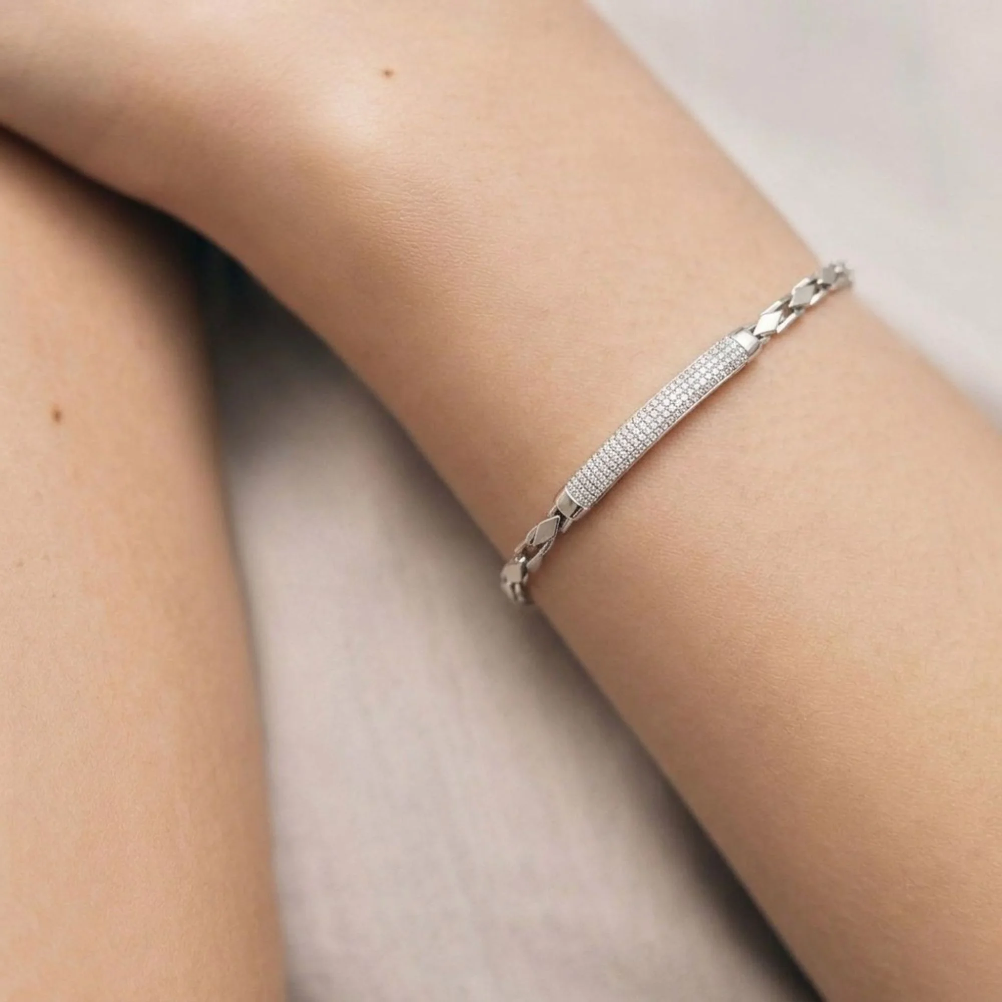 Silver Diamond Bar Luxe Bracelet - 2