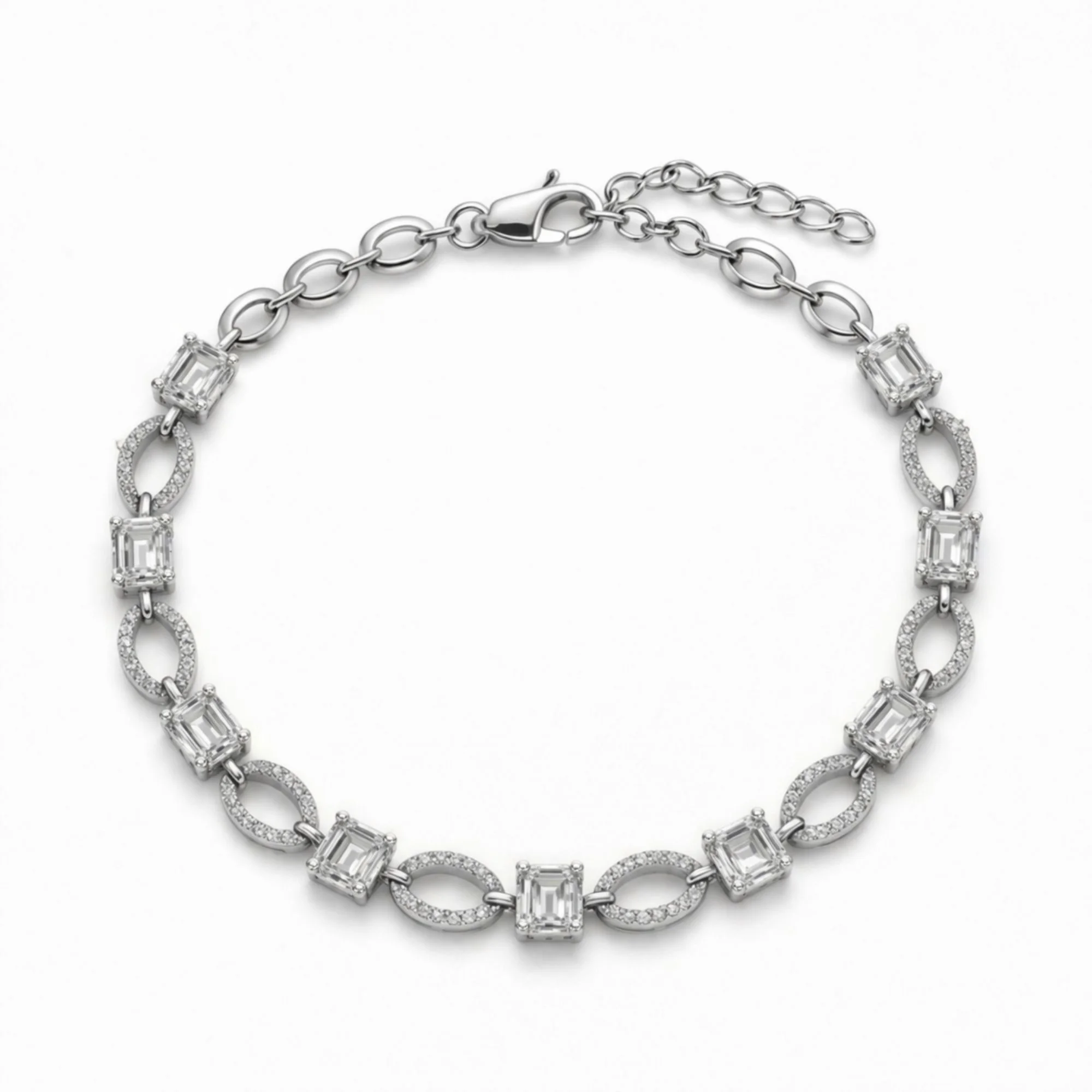 Silver Baguette Halo Luxe Bracelet