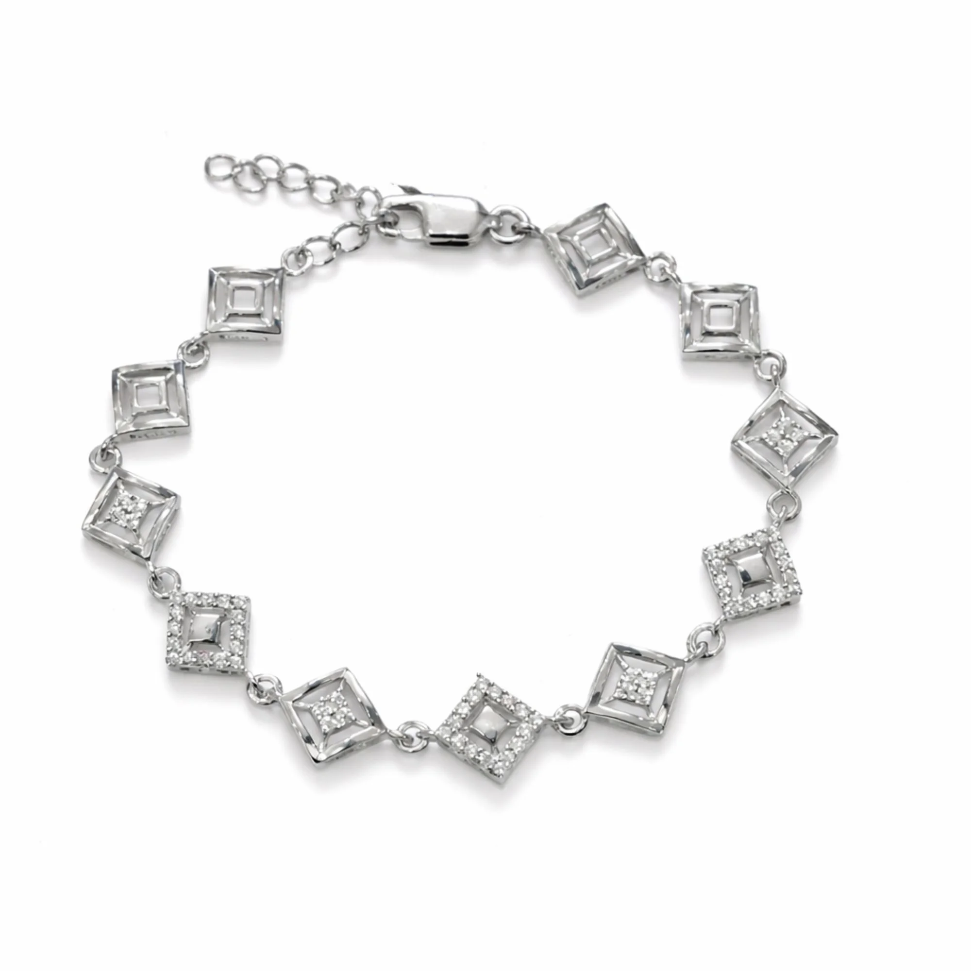Silver Diamond Grid Luxe Bracelet