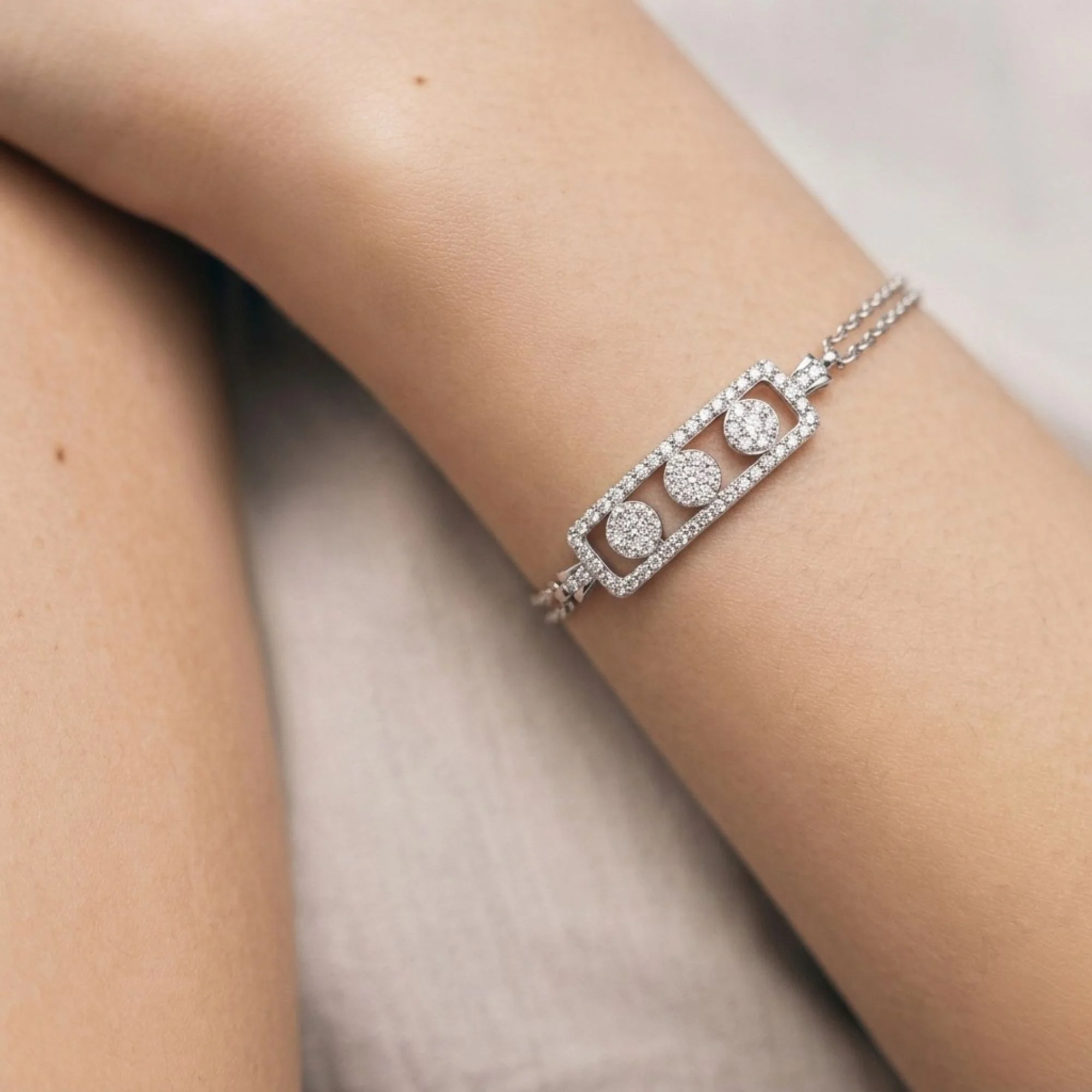 Silver Trio Crystal Bar Bracelet - 2