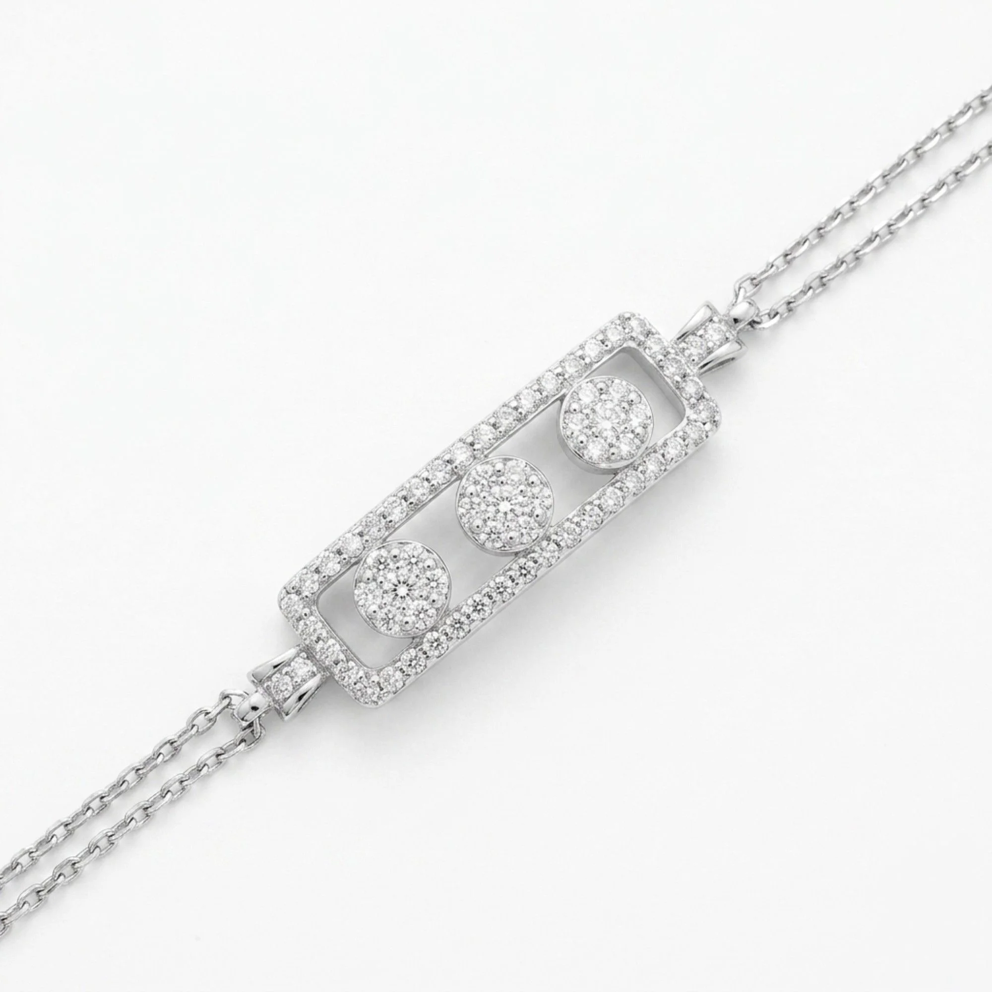 Silver Trio Crystal Bar Bracelet - Image 3