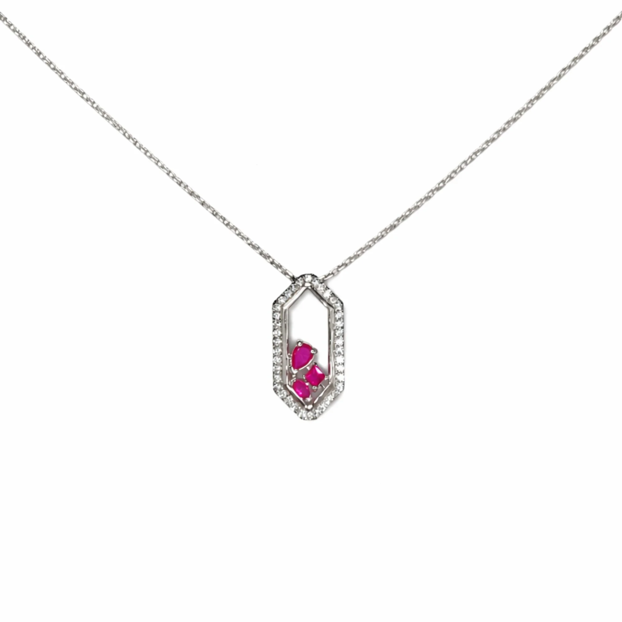 Silver Pink Aura Chain Pendant Chain & Pendant