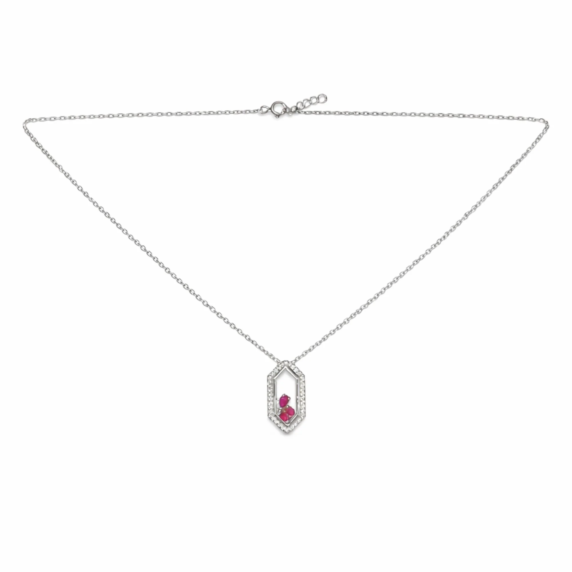 Silver Pink Aura Chain Pendant Chain & Pendant - Image 4