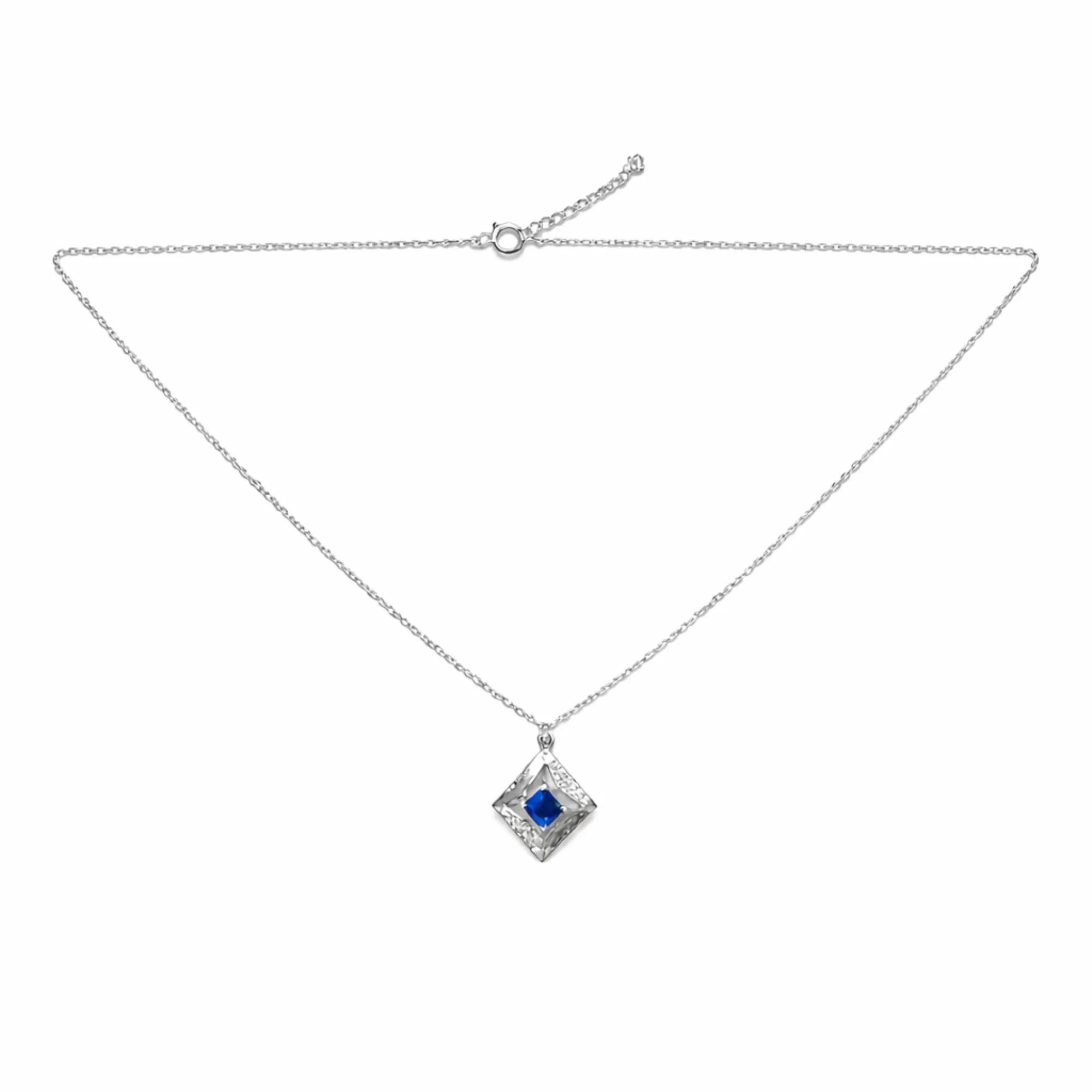 Silver Sapphire Square chain pendant Chain & Pendant - Image 4