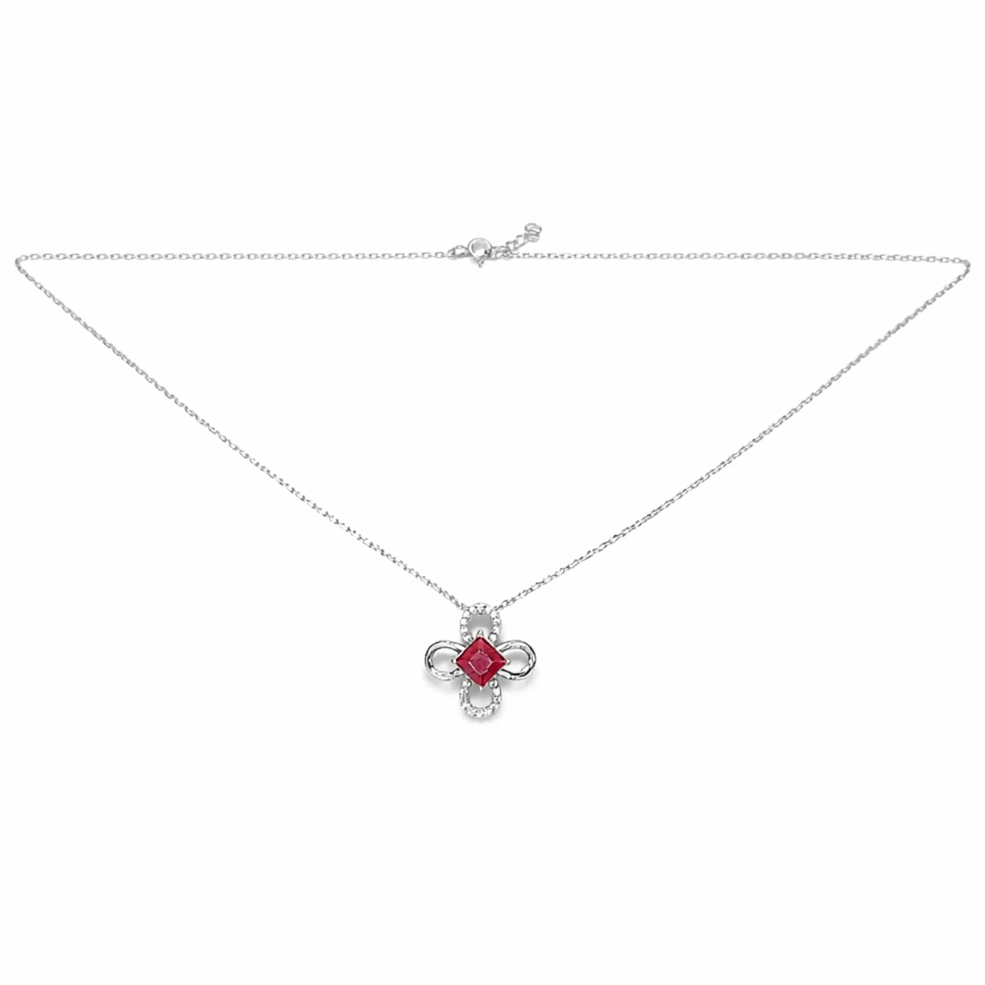 Silver Ruby Bloom chain pendant Chain & Pendant - Image 4