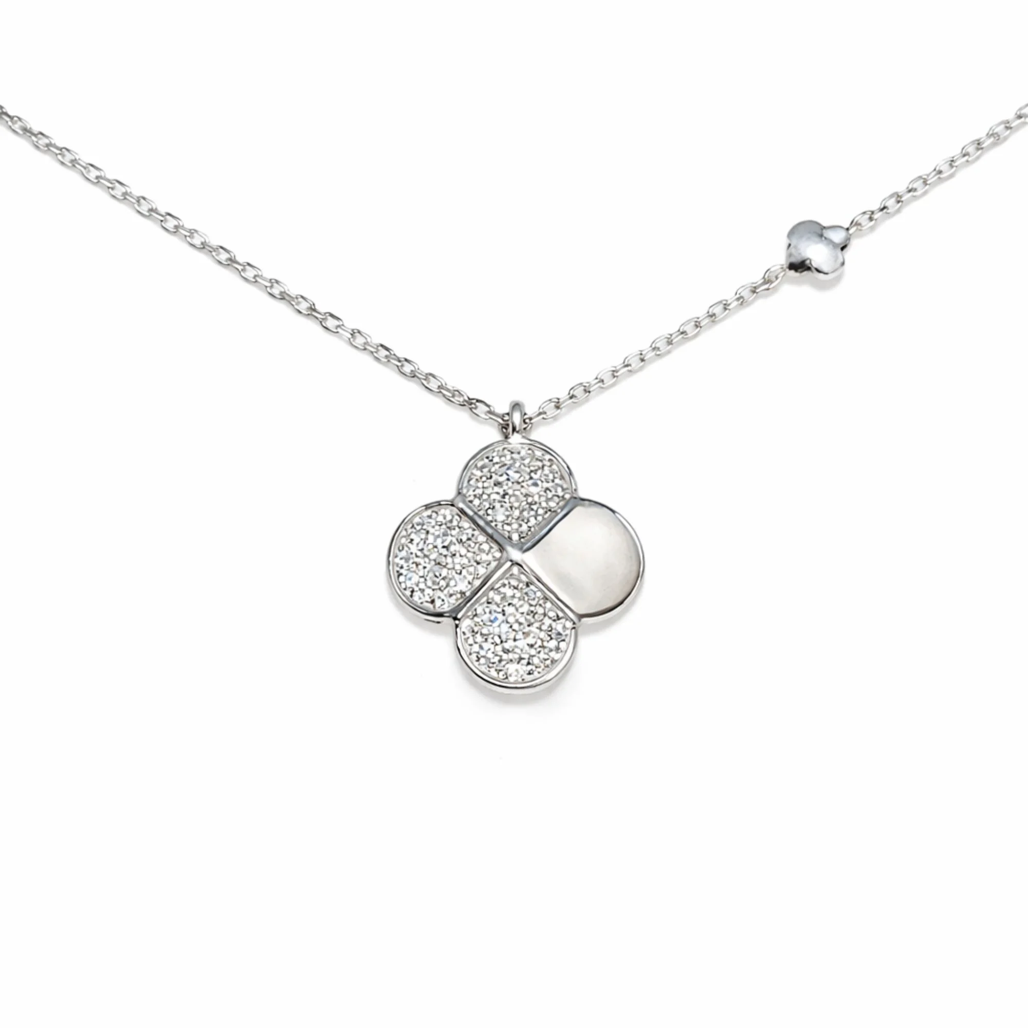 Silver Four Petal Shine chain pendant Chain & Pendant