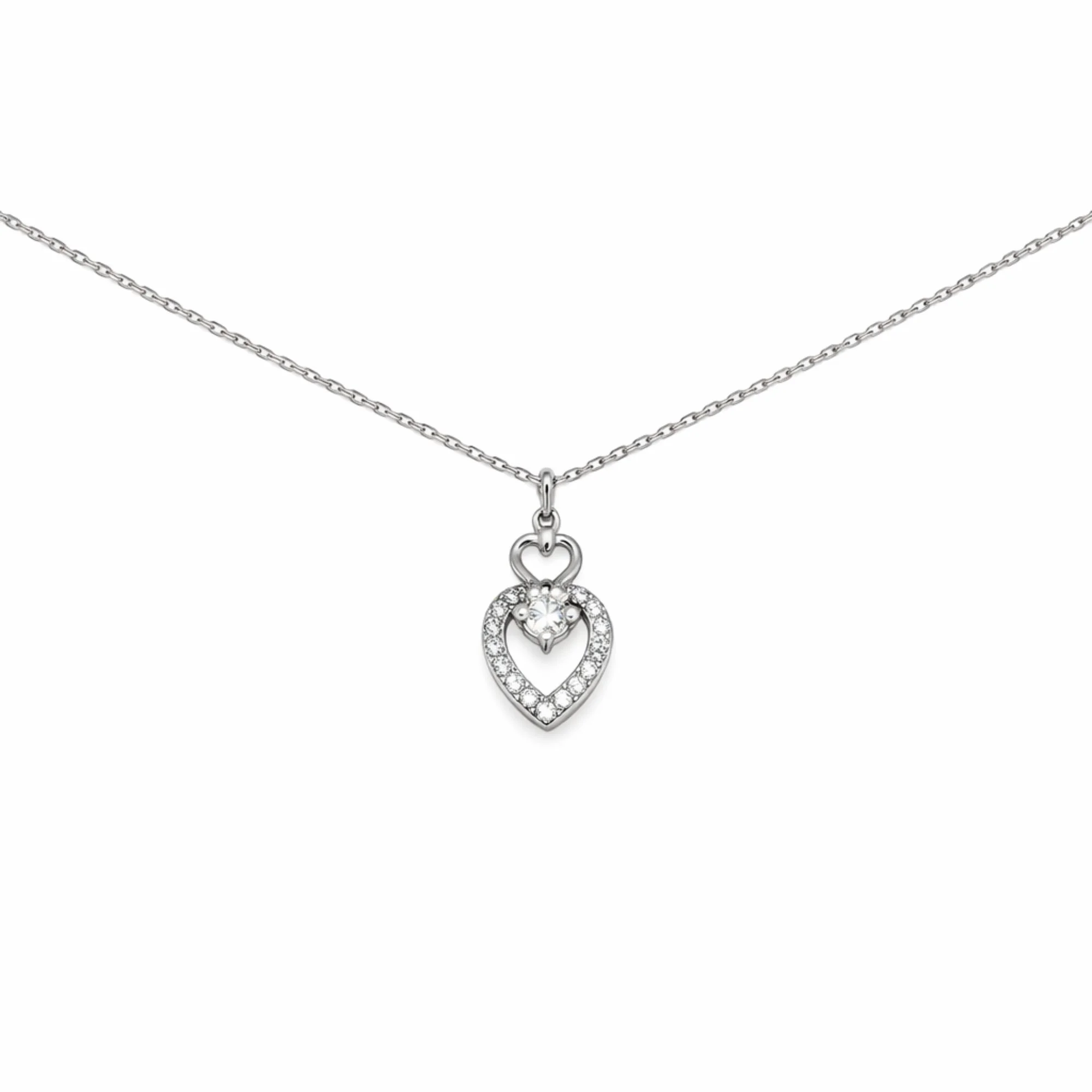 Silver Twin Heart Spark chain pendant Chain & Pendant