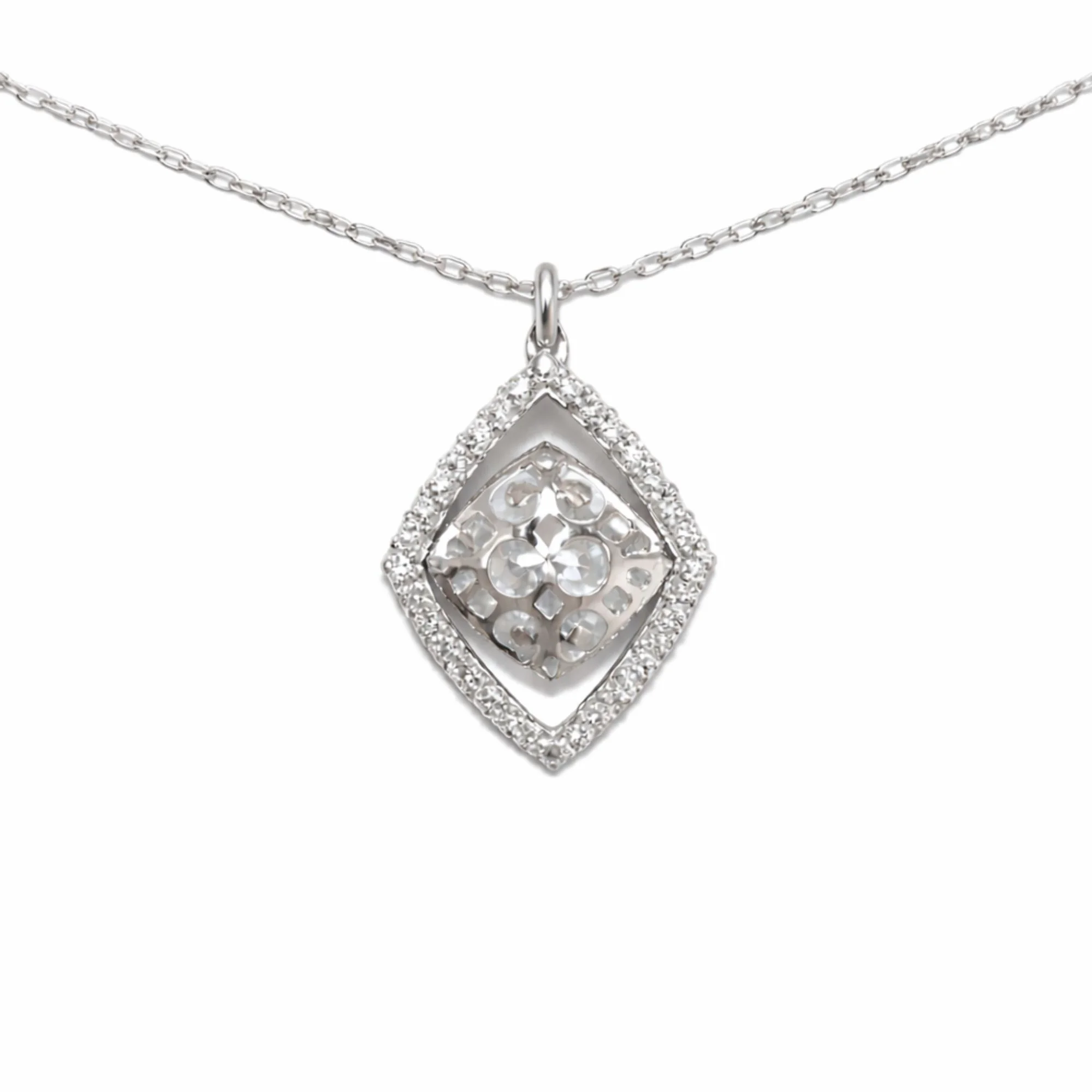 Silver Filigree Diamond chain pendant Chain & Pendant