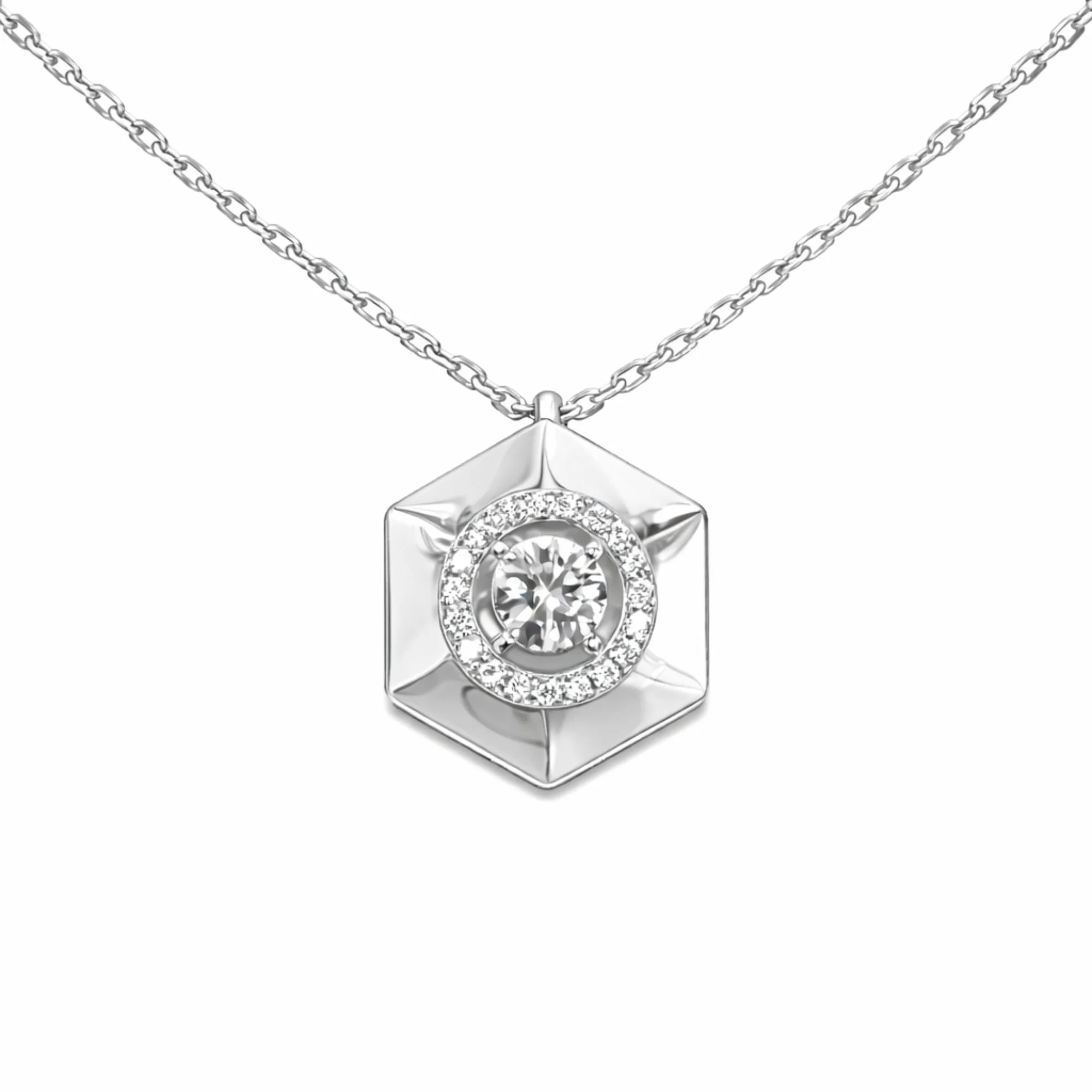 Silver Halo Hex chain pendant Chain & Pendant