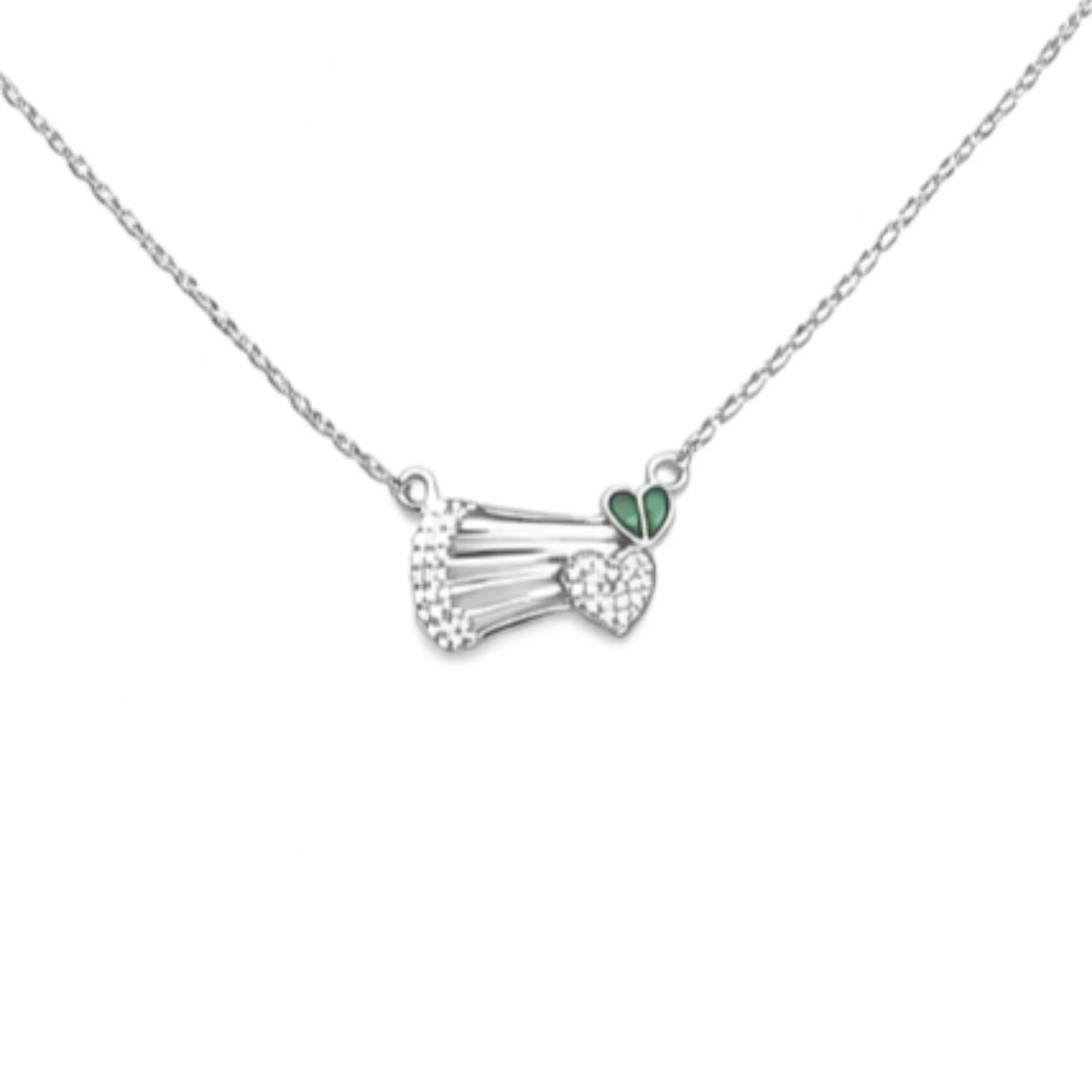 Silver Green Heart Whisper chain pendant Chain & Pendant