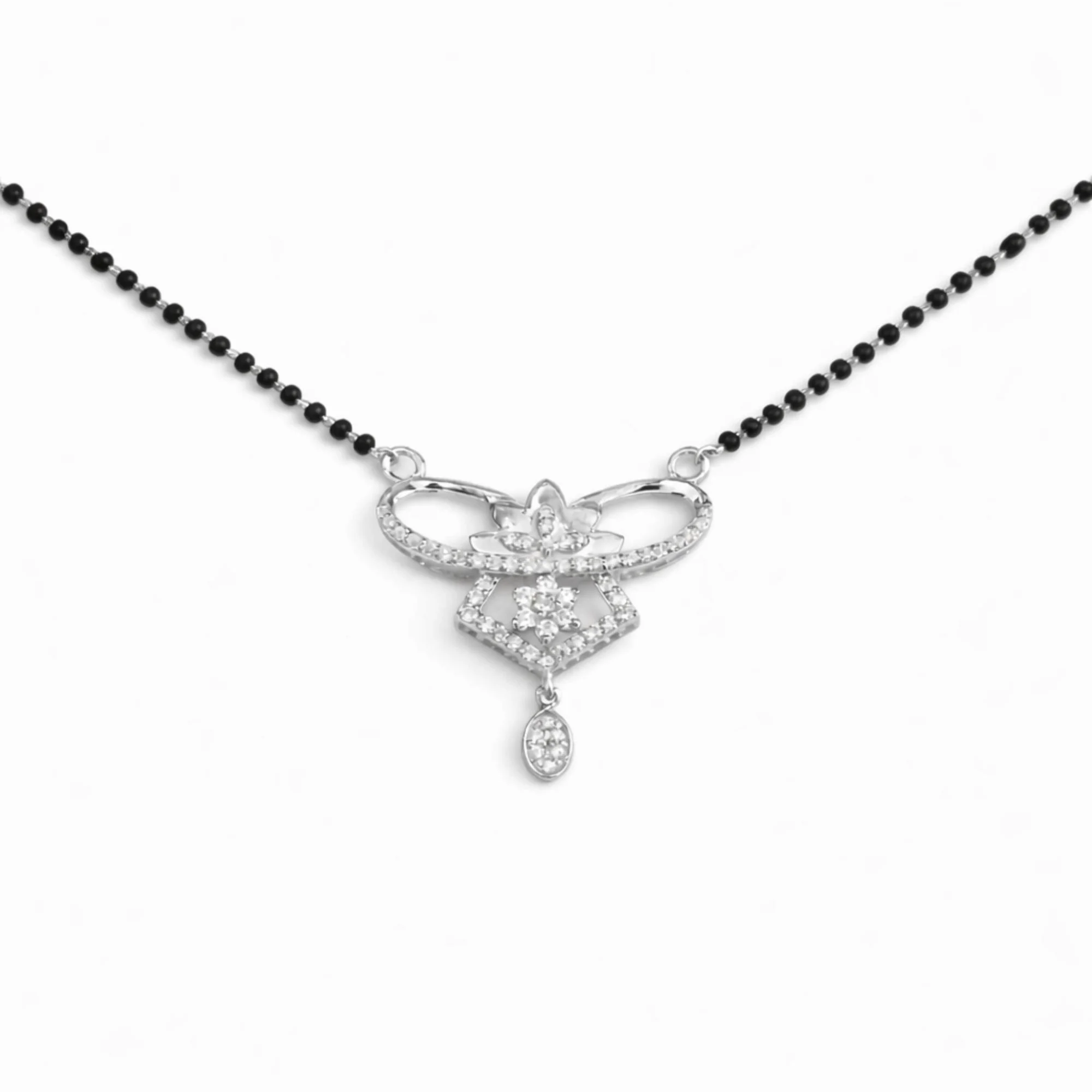 Silver Floral Charm Mangalsutra