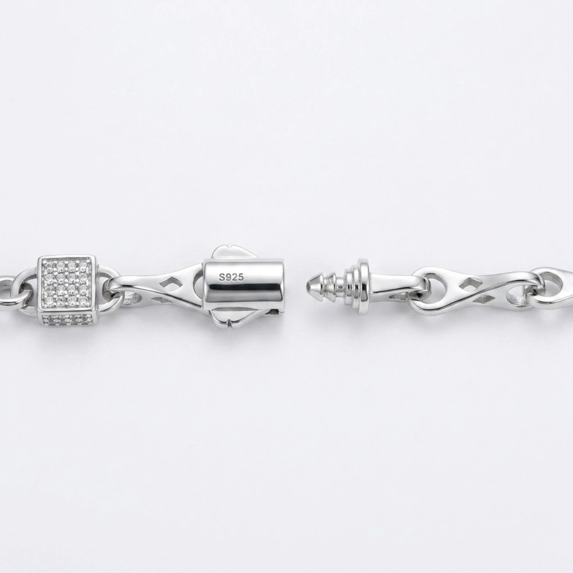 Silver Cubic Link Bracelet Men's Bracelet - Image 4