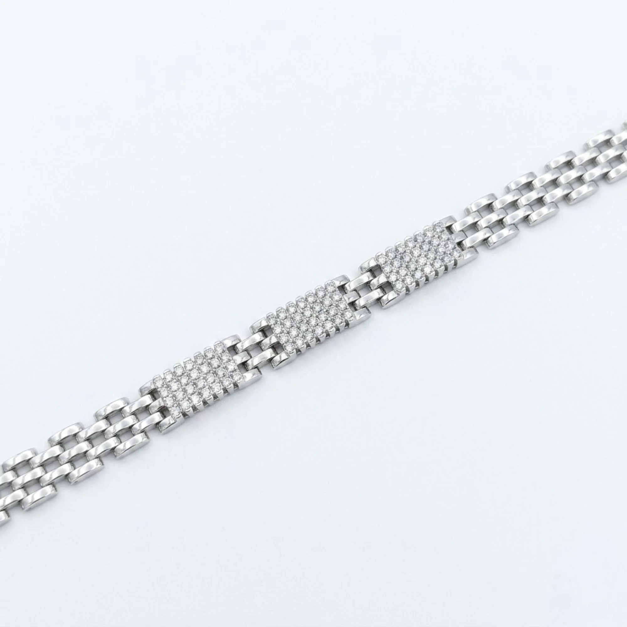 Silver Cluster Link Bracelet Men's Bracelet - Image 3