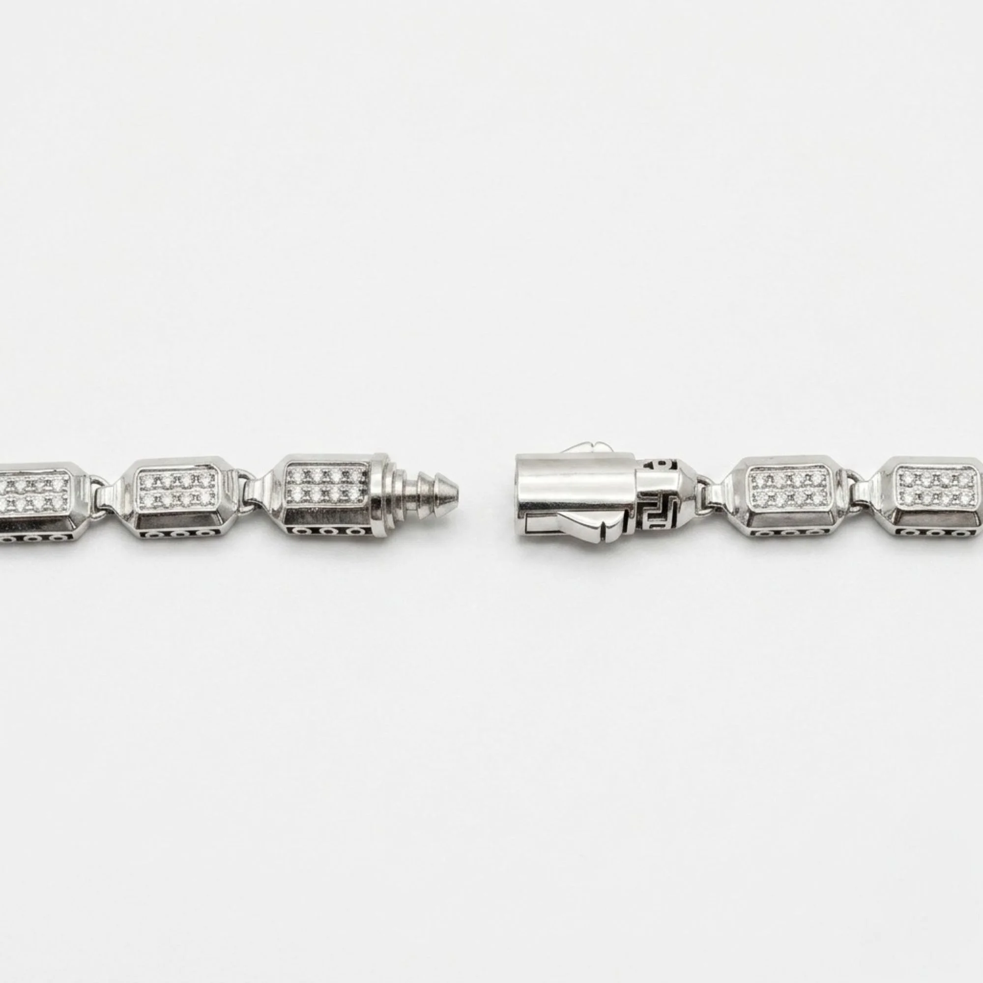 Silver Iced Block Bracelet Men's Bracelet - Image 4
