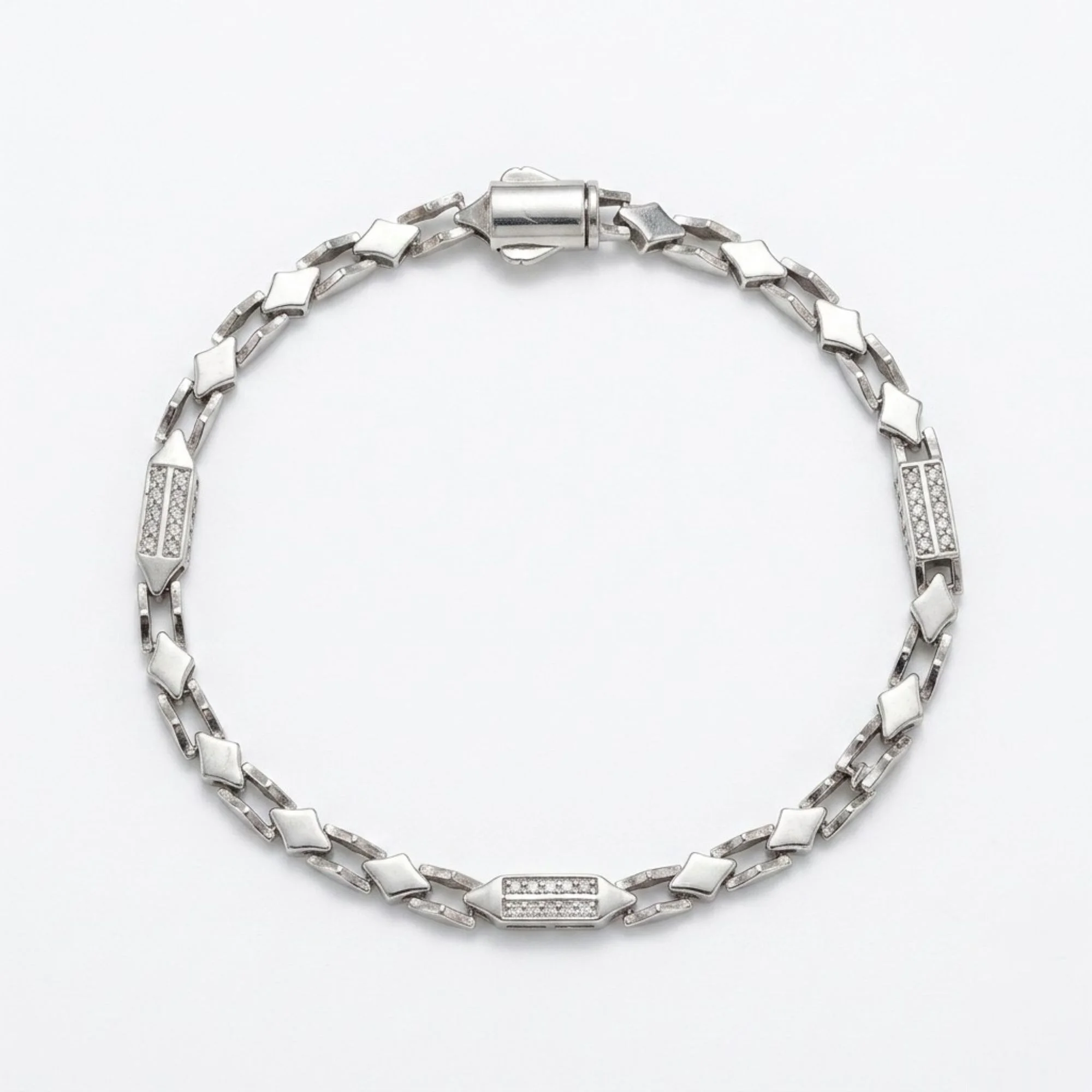 Silver Accent Bar Bracelet Men's Bracelet - Image 1