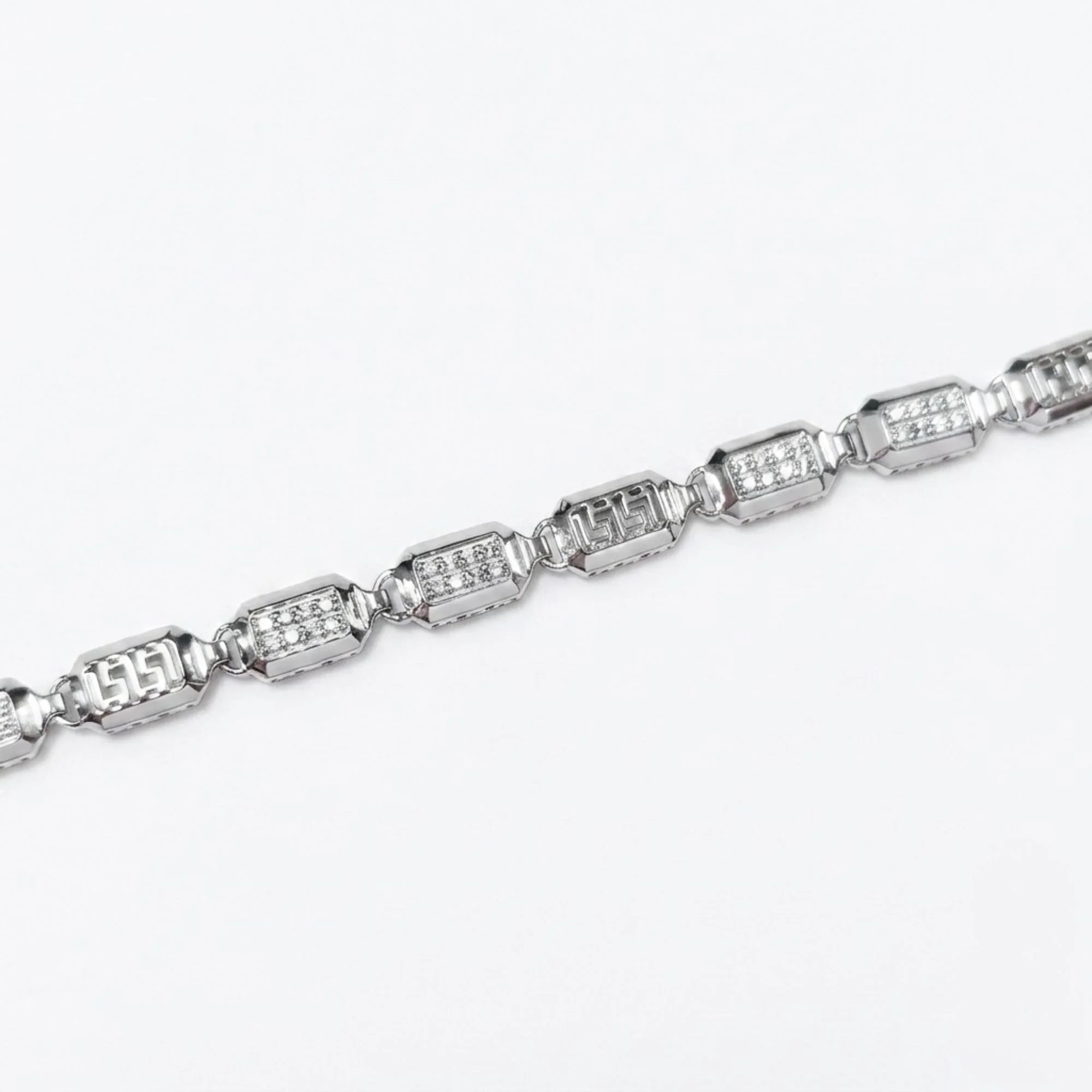Silver Iced Block Bracelet Men's Bracelet - Image 3
