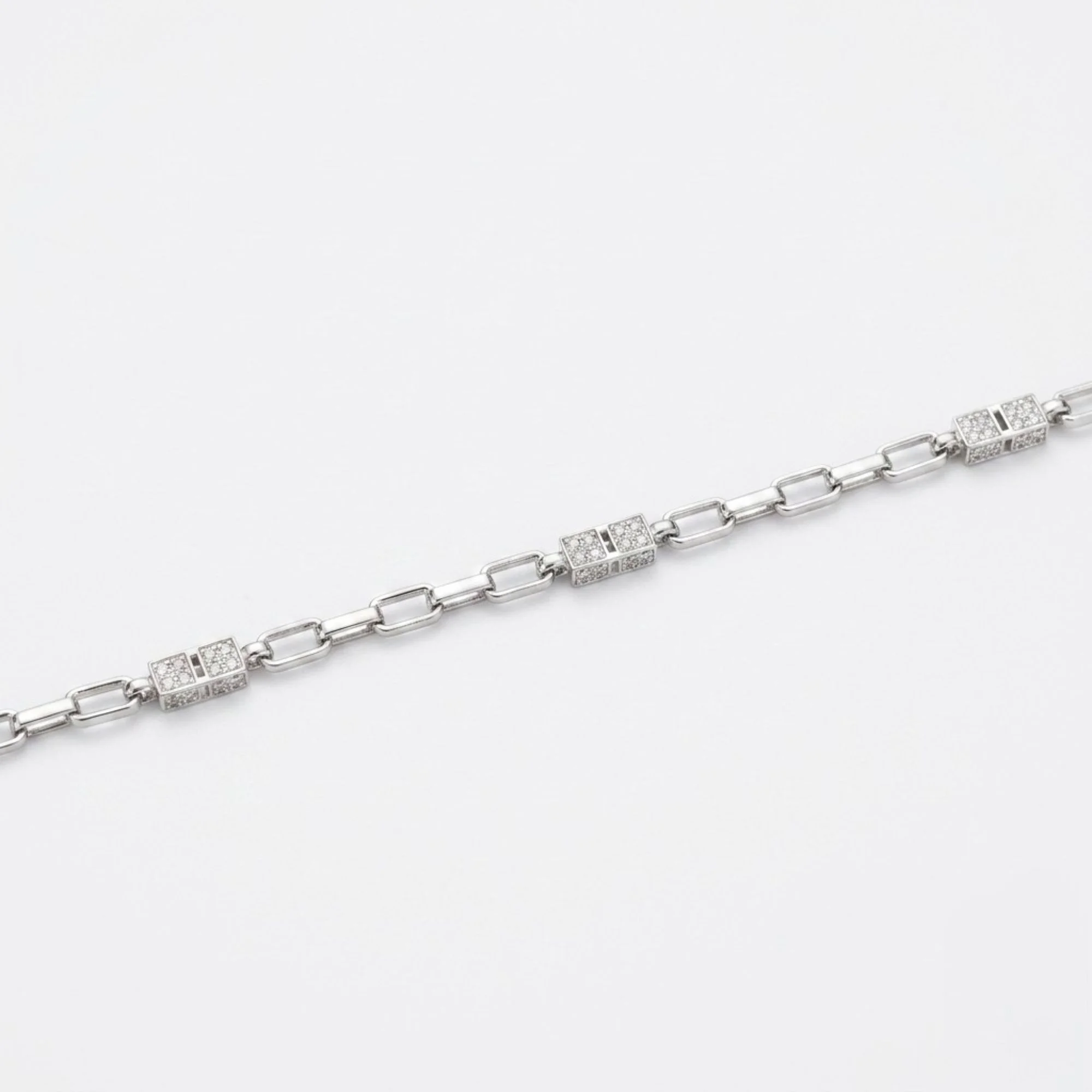 Silver Bar Link Bracelet Men's Bracelet - Image 3