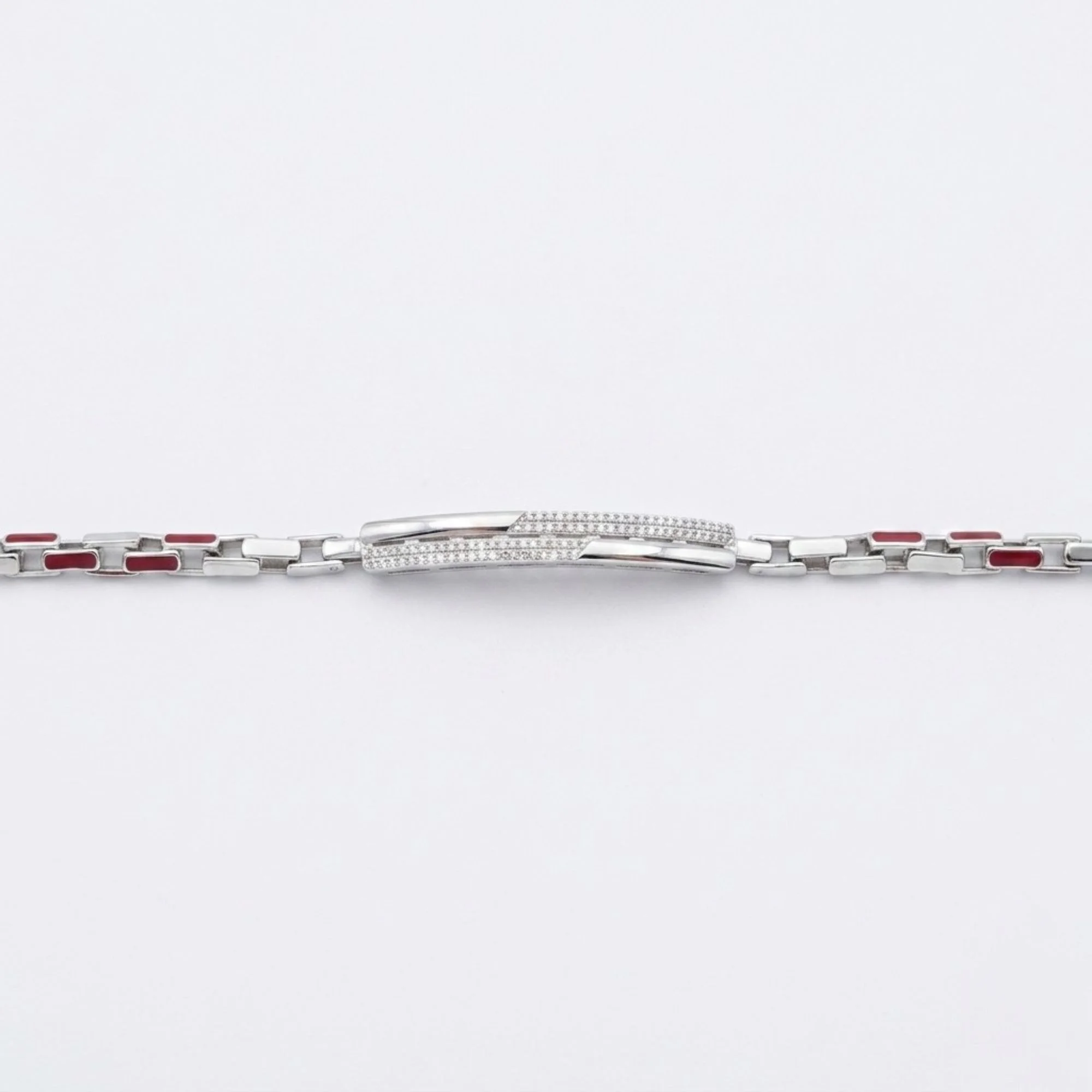Silver Dual Line Bar Bracelet Men's Bracelet - Image 3