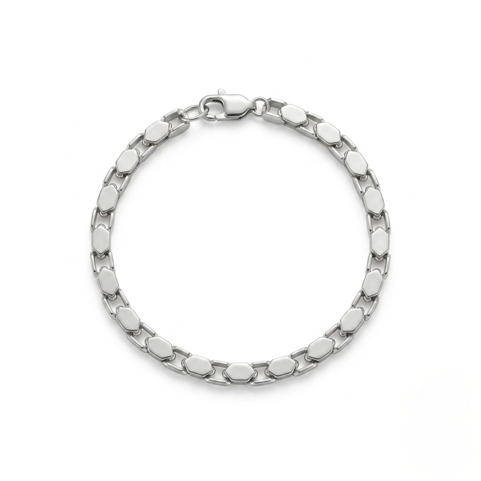 Silver Plate Link Bracelet Men's Bracelet - Image 1