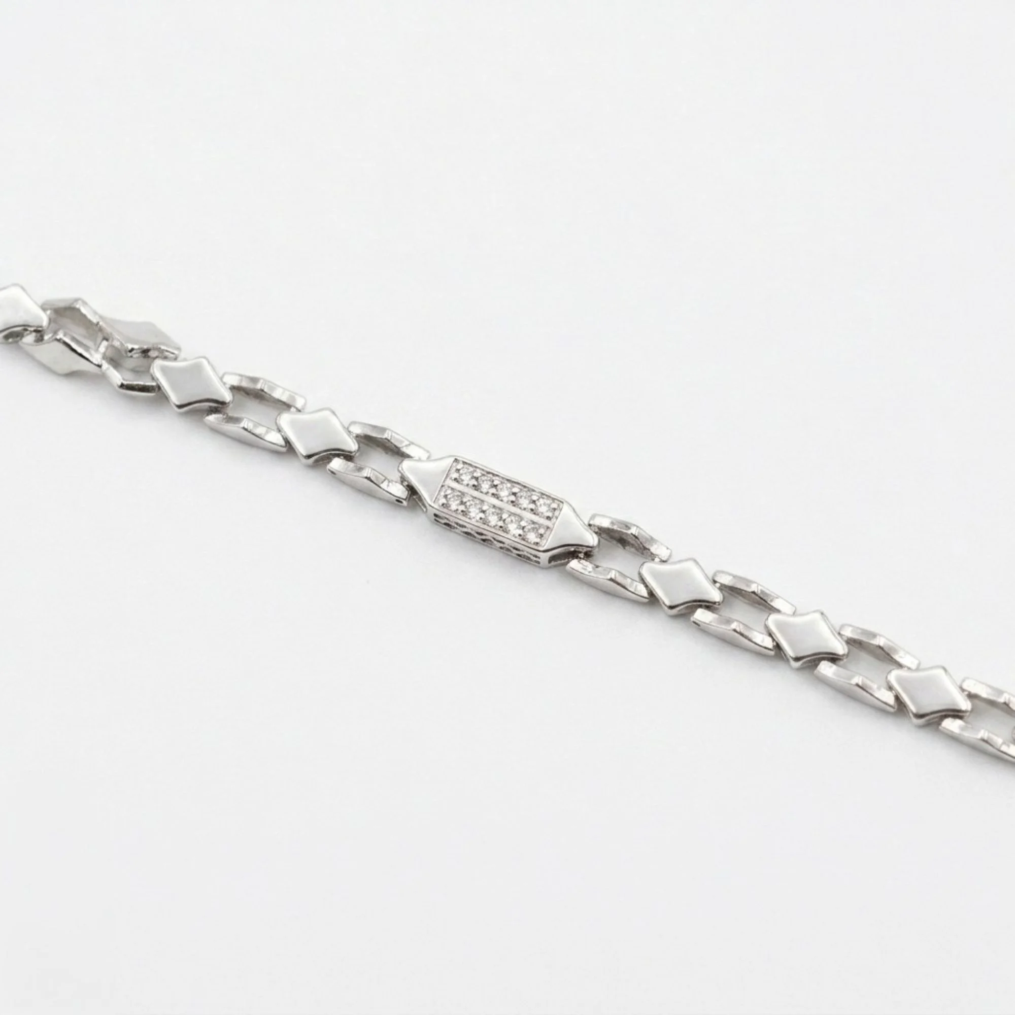 Silver Accent Bar Bracelet Men's Bracelet - Image 3