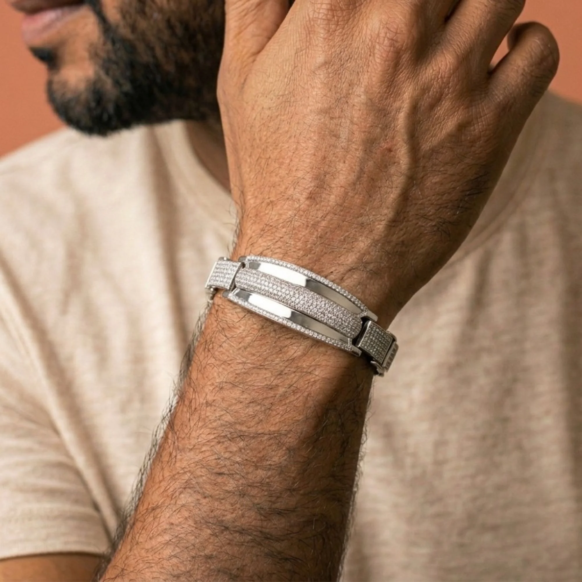Silver Eclipse Curve Bracelet Men's Bracelet - Image 2