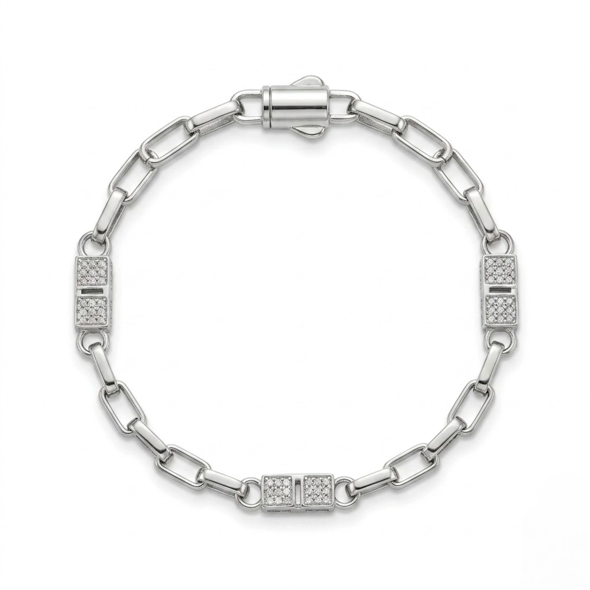 Silver Bar Link Bracelet Men's Bracelet - Image 1