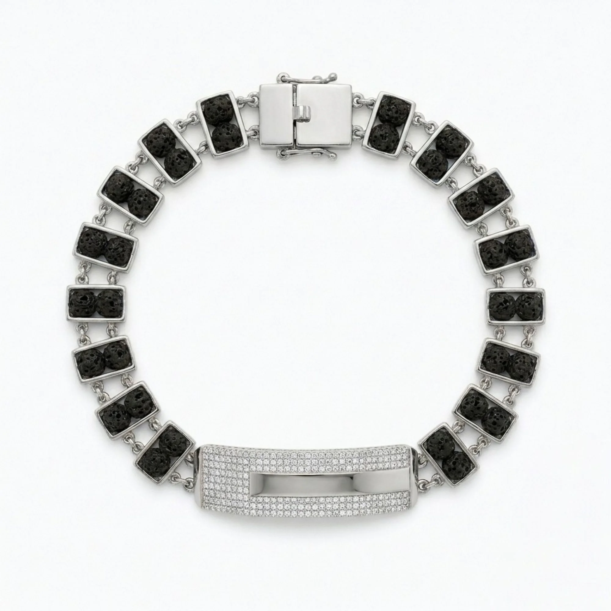 Silver Ember Stone Bracelet Men's Bracelet - Image 1