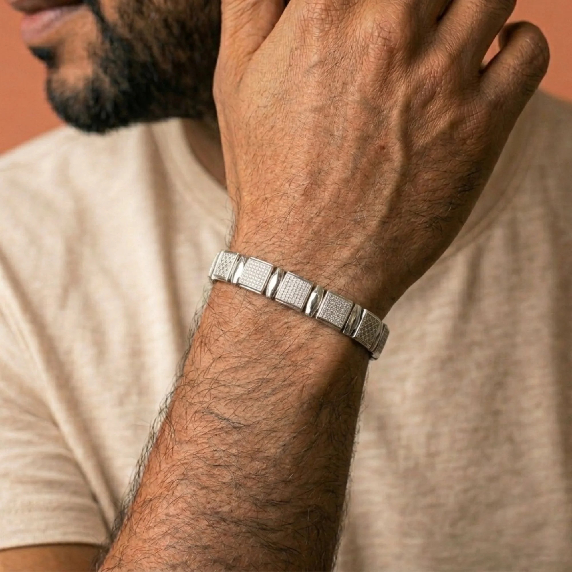 Silver Block Luxe Bracelet Men's Bracelet - Image 2