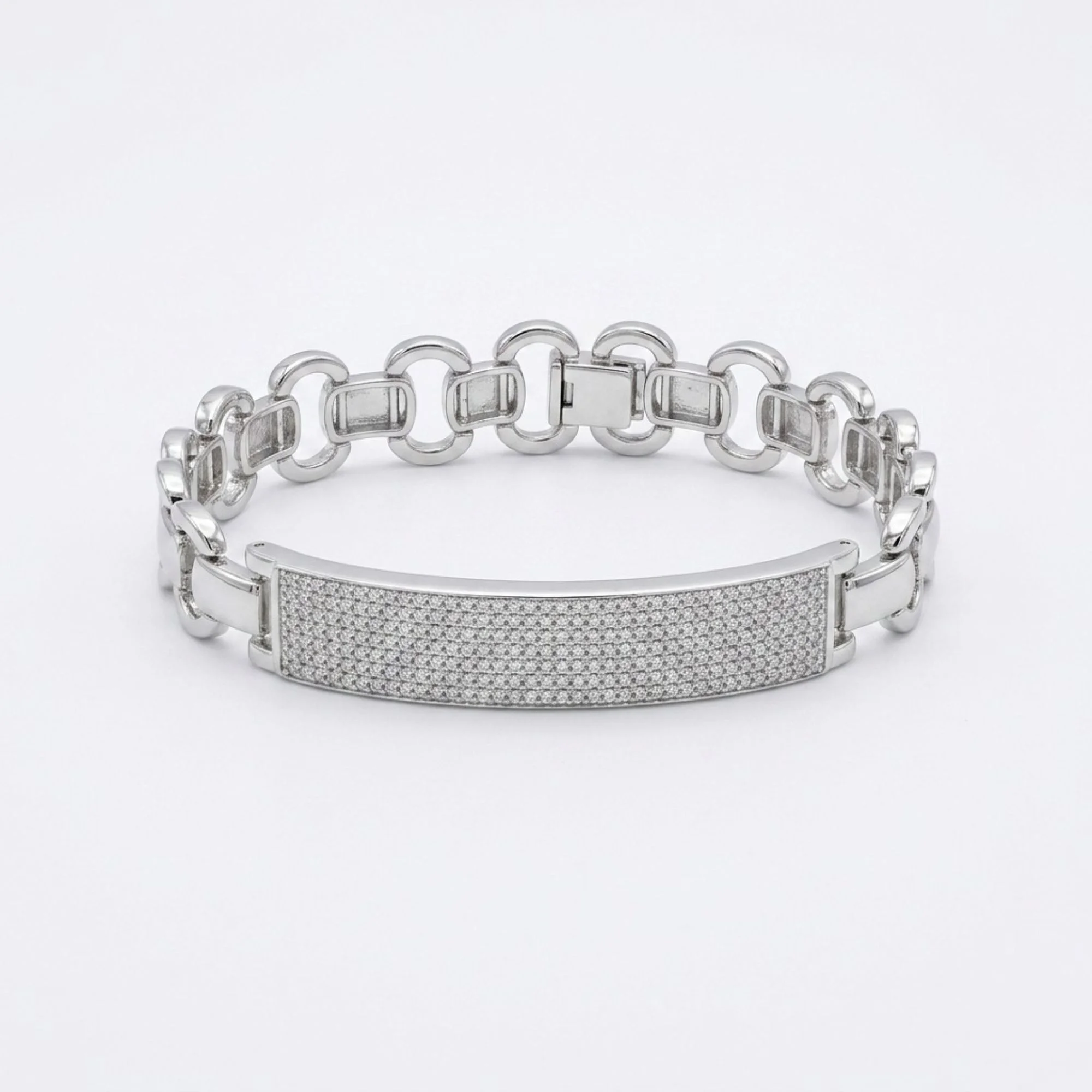 Silver Cuban Bar Bracelet Men's Bracelet - Image 1