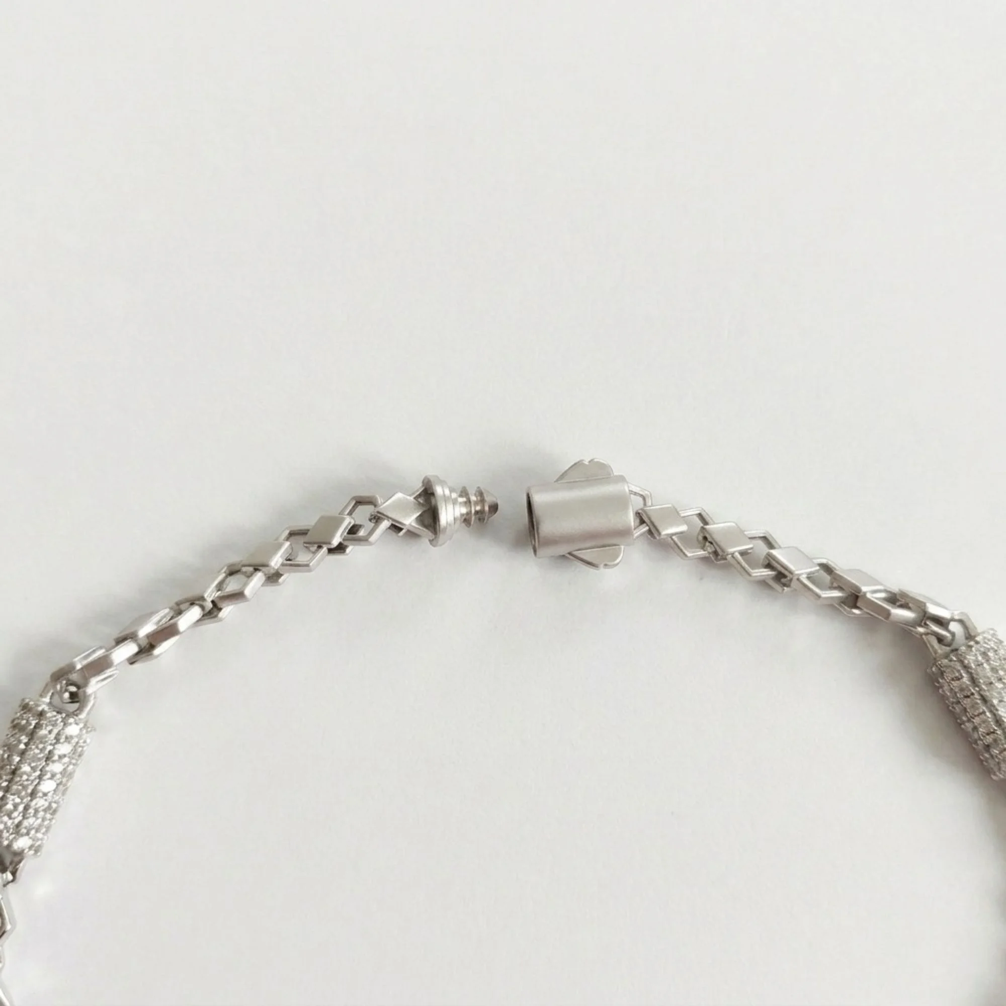 Silver Crystal Link Bracelet Men's Bracelet - Image 4
