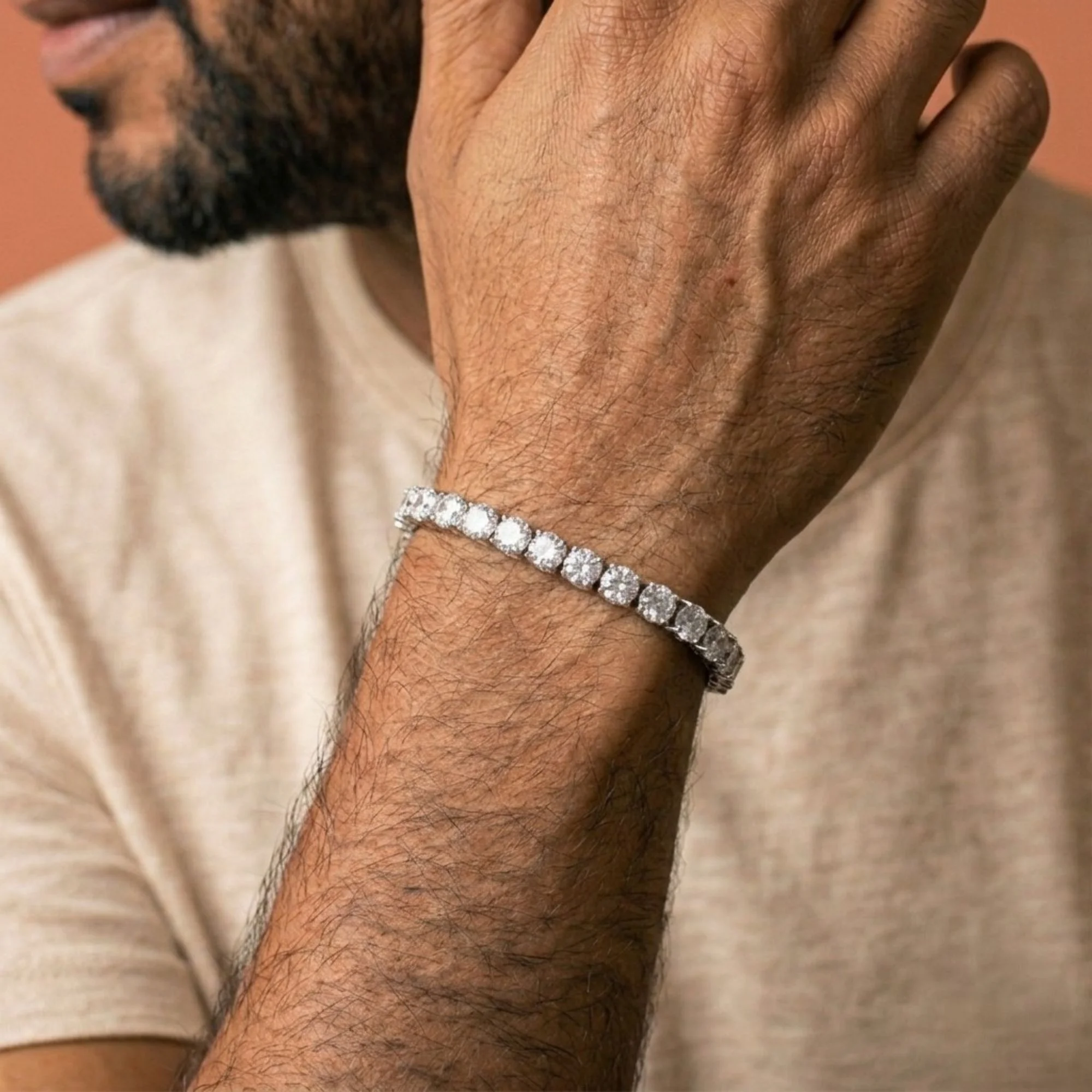 Silver Tennis Bracelet Men's Bracelet - Image 2