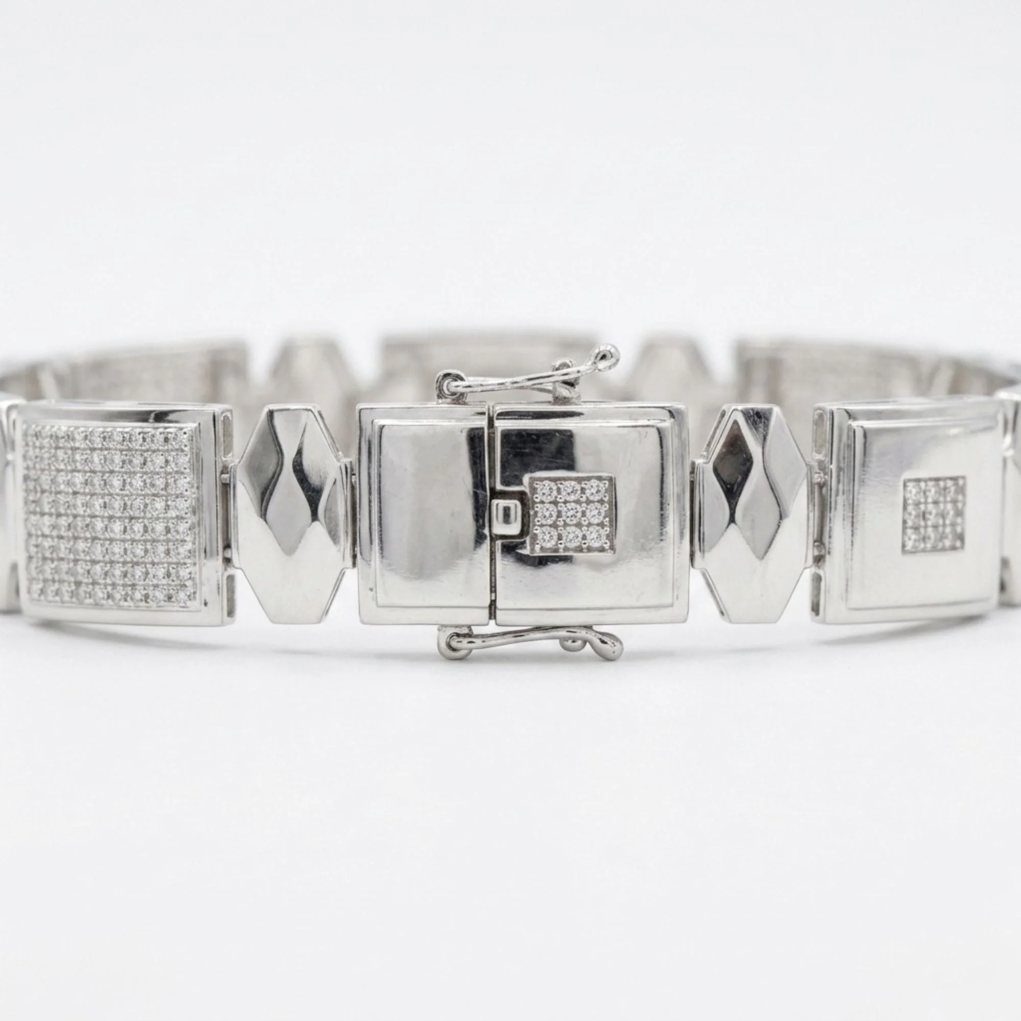 Silver Square Accent Bracelet Men's Bracelet - Image 3