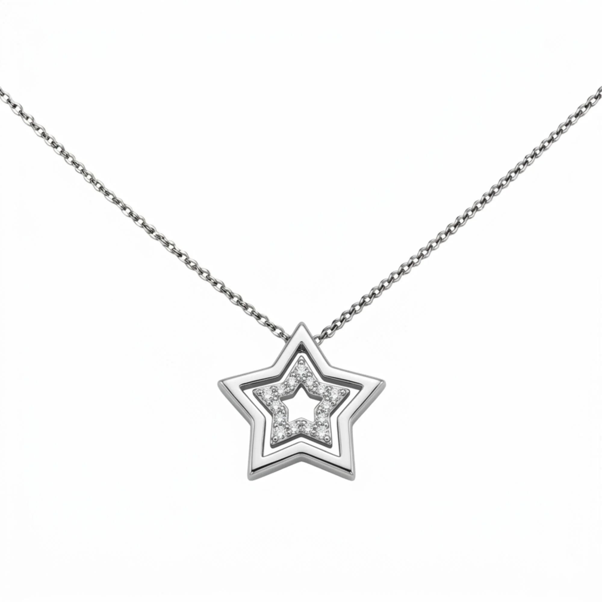 Silver Shining Star Chain Pendant Chain & Pendant