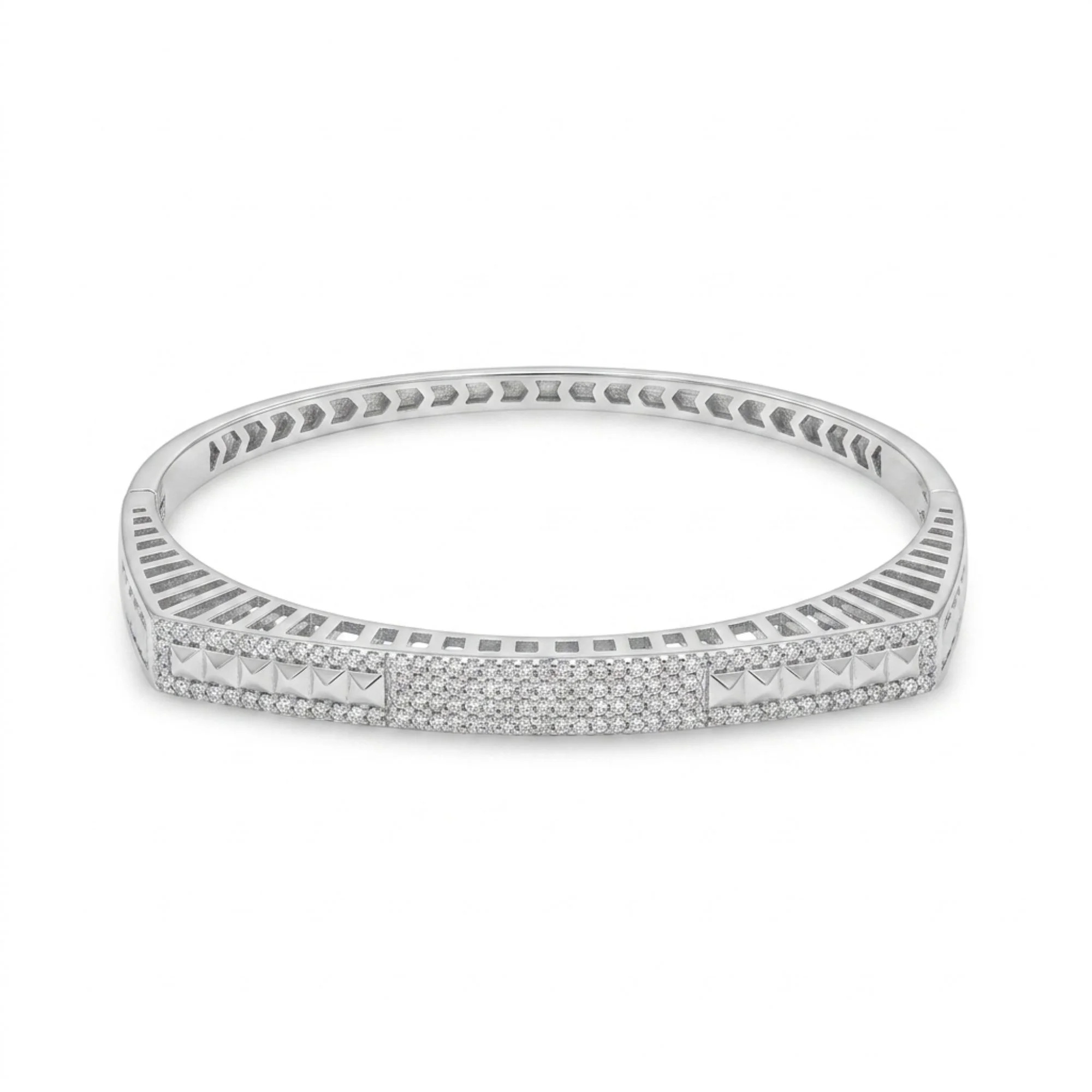 Silver Elegant Studded Pattern Kada
