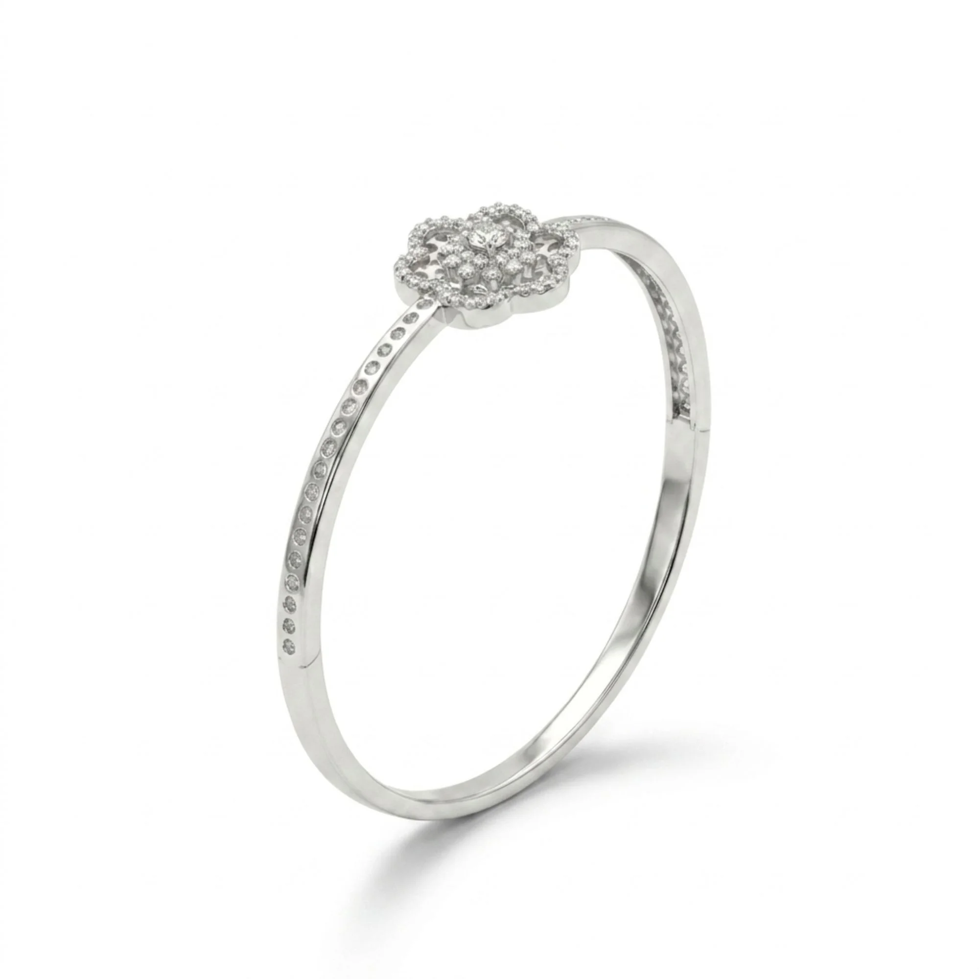 Silver Floral Lattice Kada - Image 3