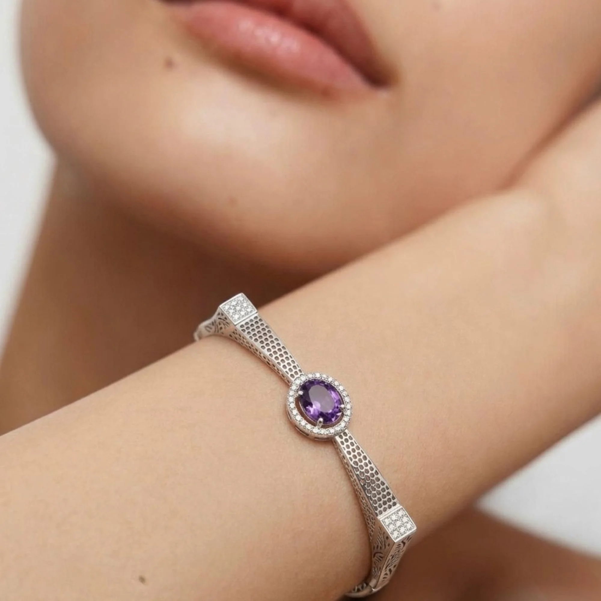 Silver Royal Purple Halo Kada - 2