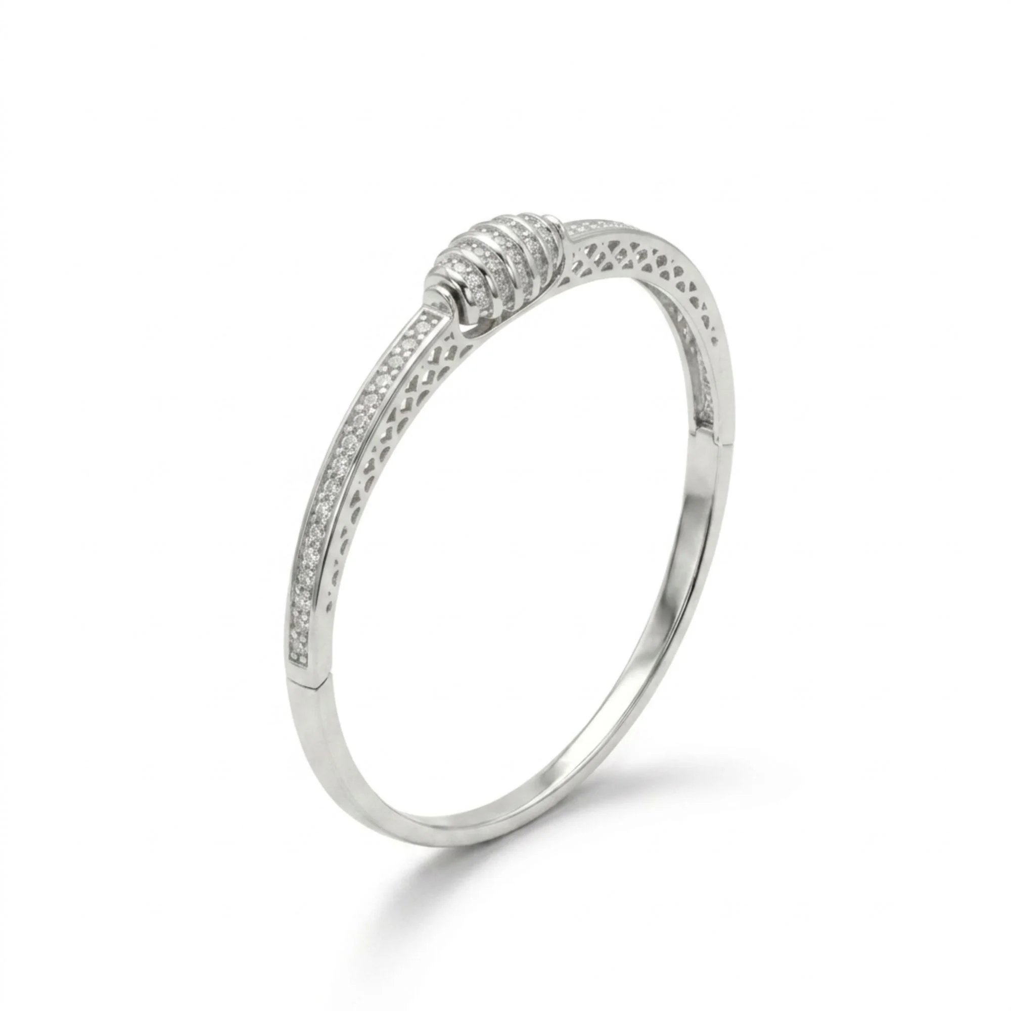 Silver Ribbed Barrel Kada - Image 3
