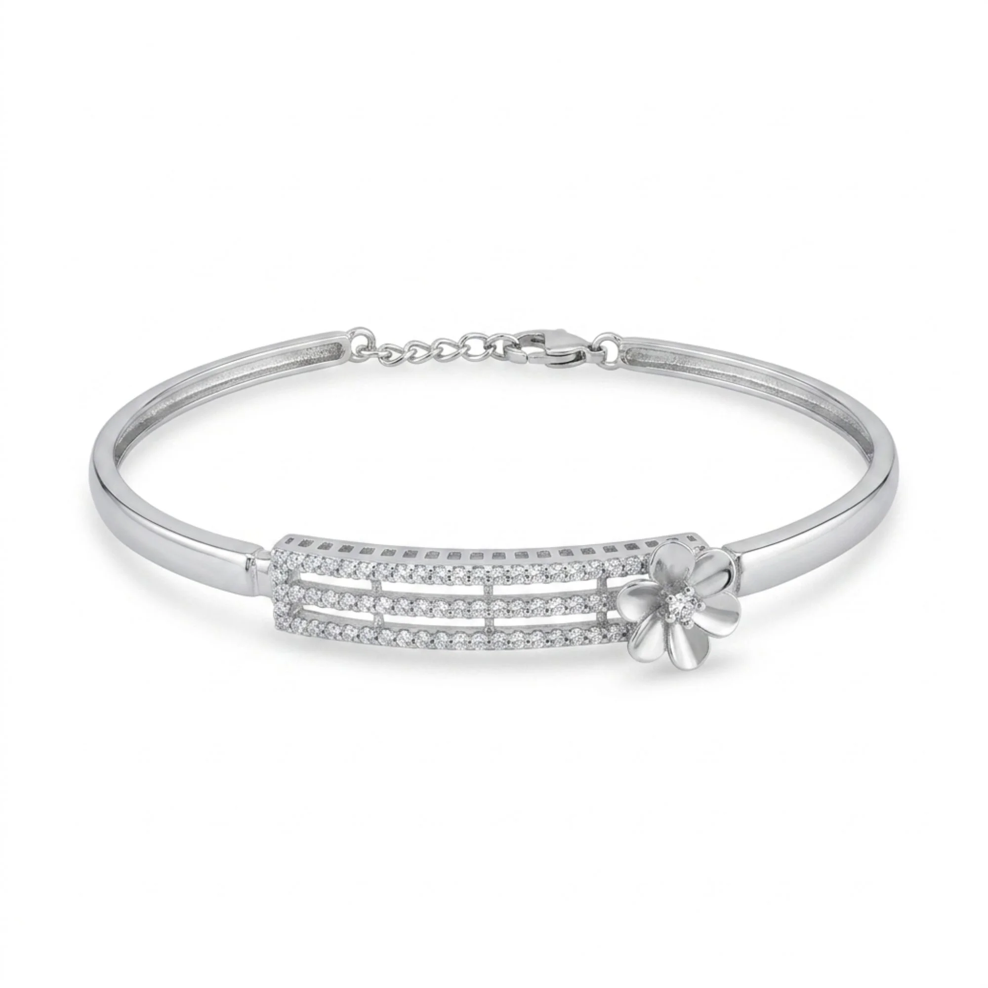 Silver Floral Plaque Kada