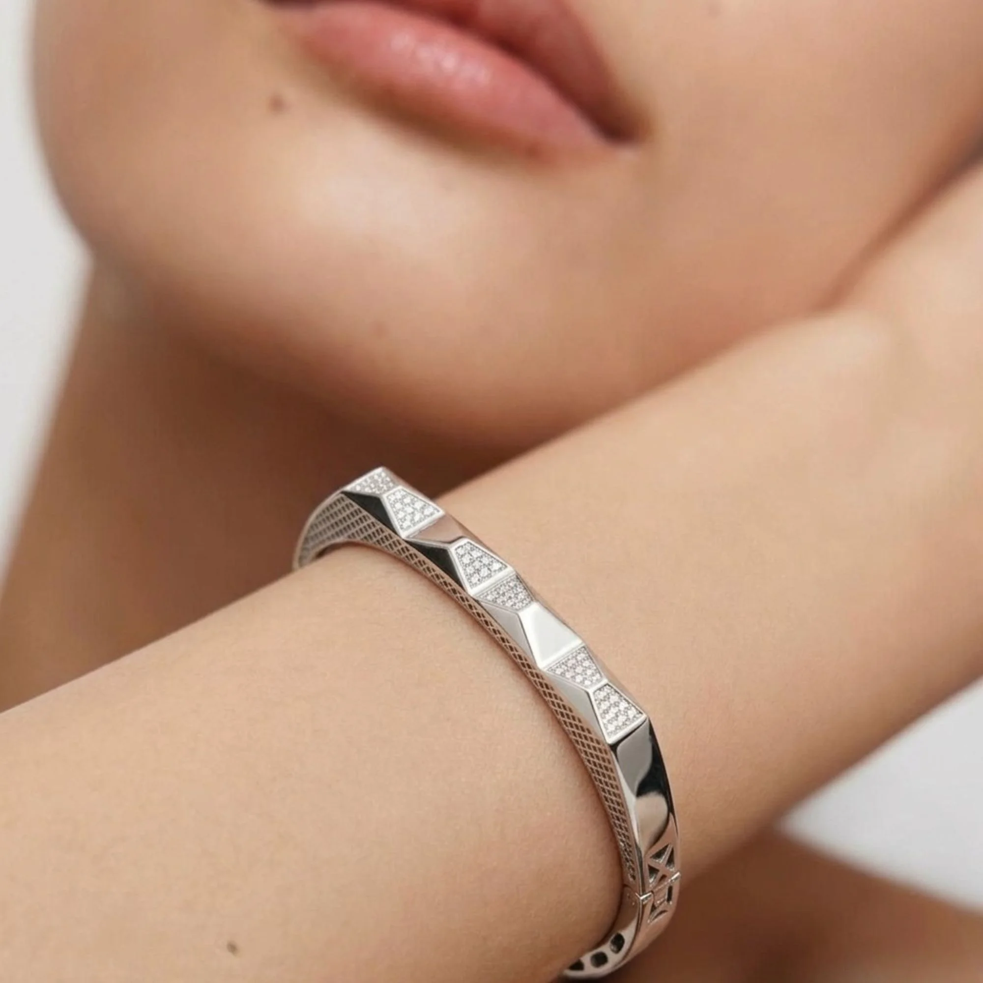 Silver Geometric Power Kada - 2