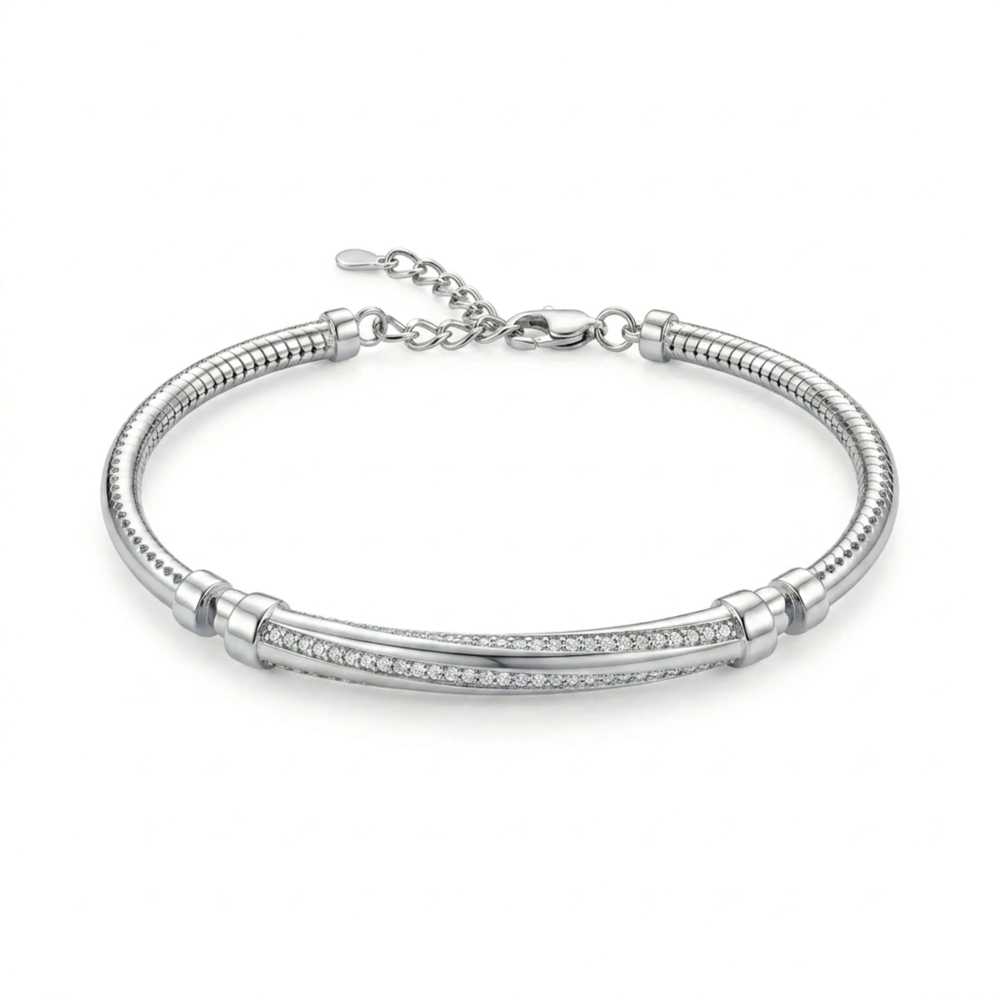 Silver Cylinder Ribbed Kada