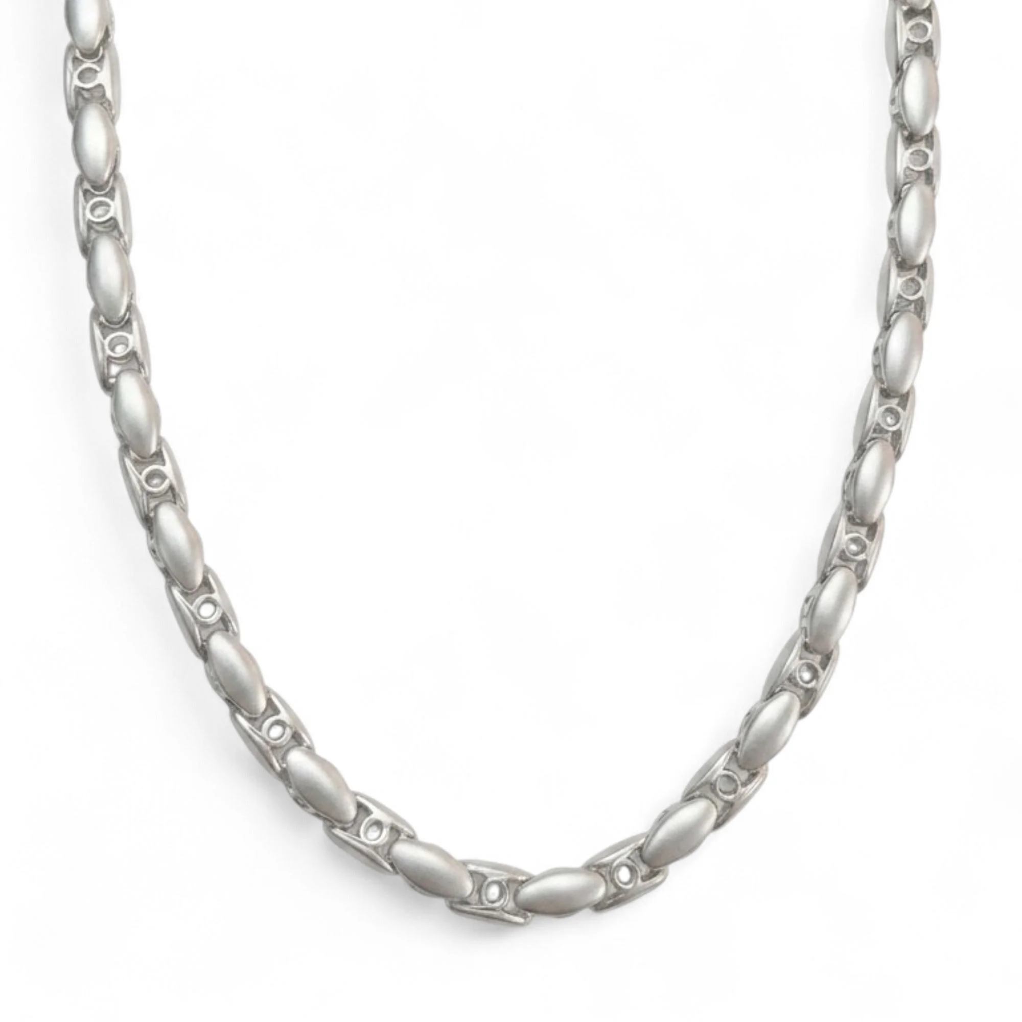Silver Oval Bar Link Men's Chain