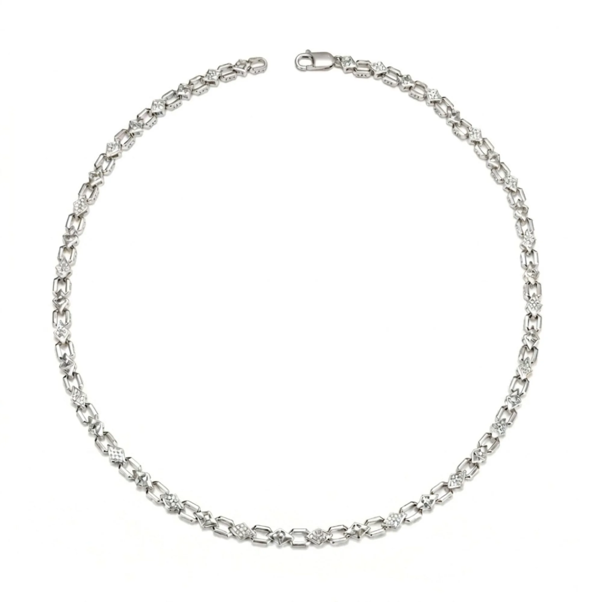Silver Alternating Rhombus Men's Chain - Image 4