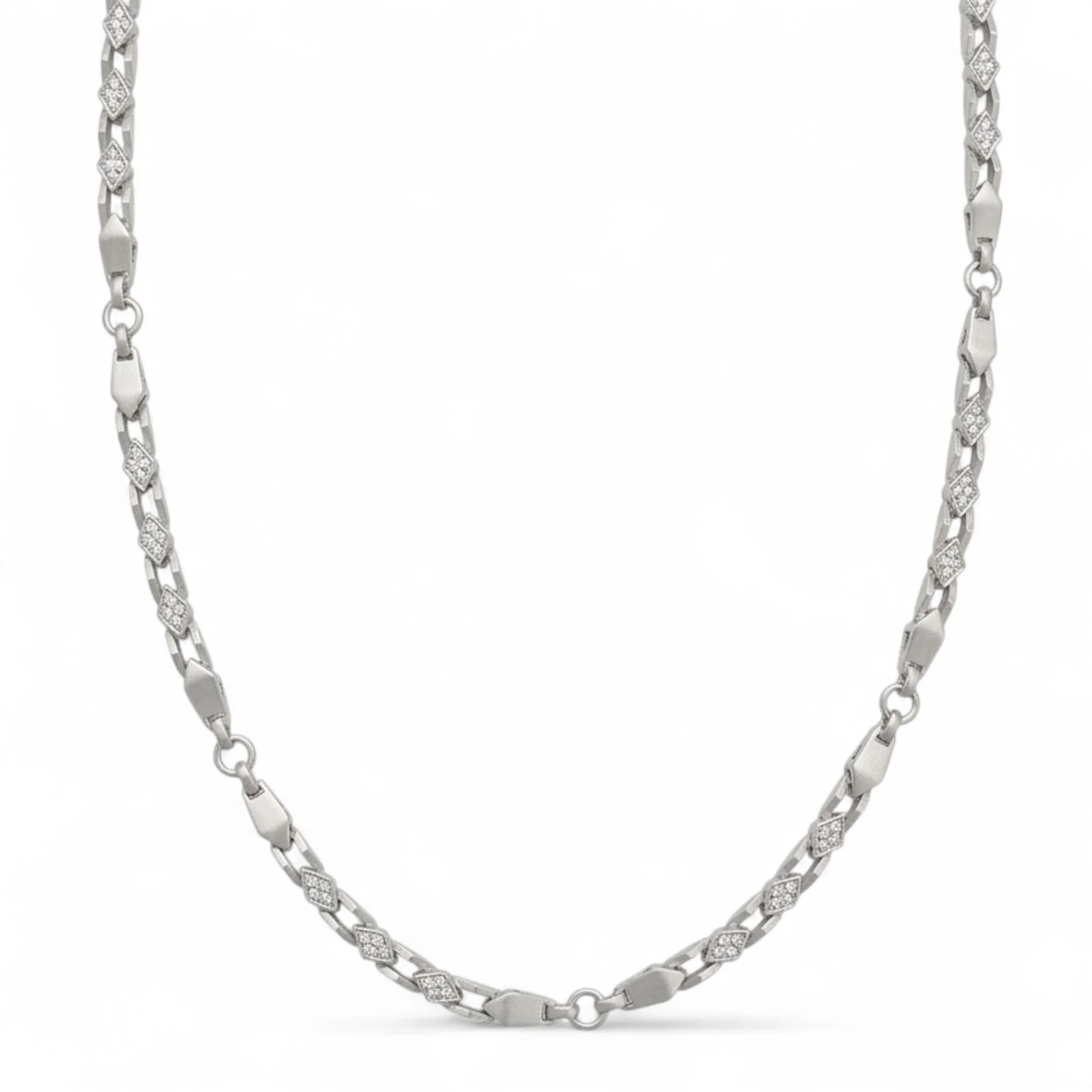 Silver Prism Geometric Link Men's Chain - Image 1