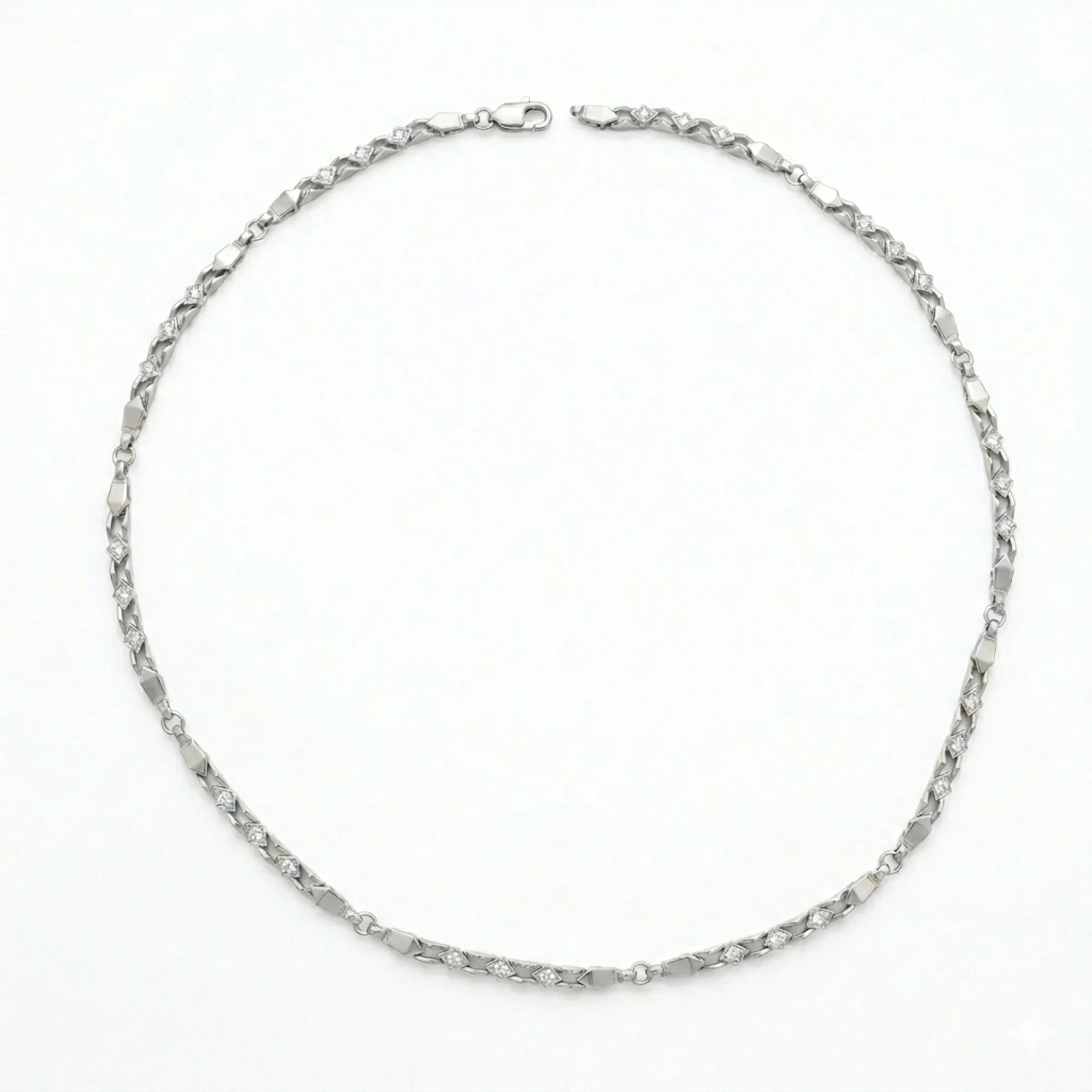 Silver Prism Geometric Link Men's Chain - Image 4