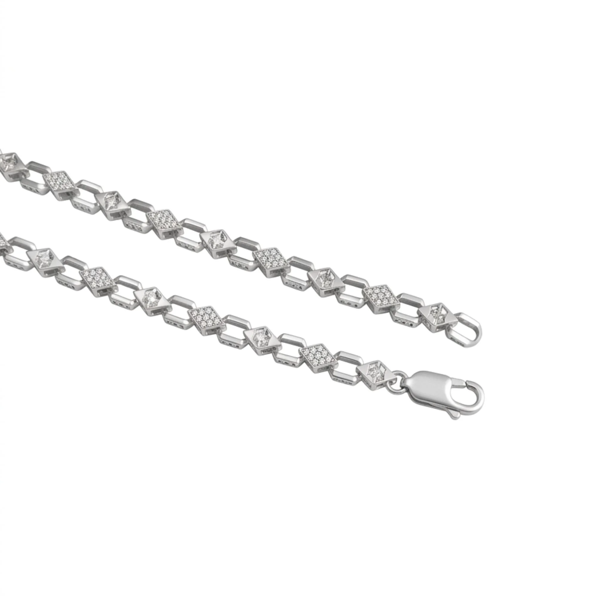 Silver Alternating Rhombus Men's Chain - Image 3