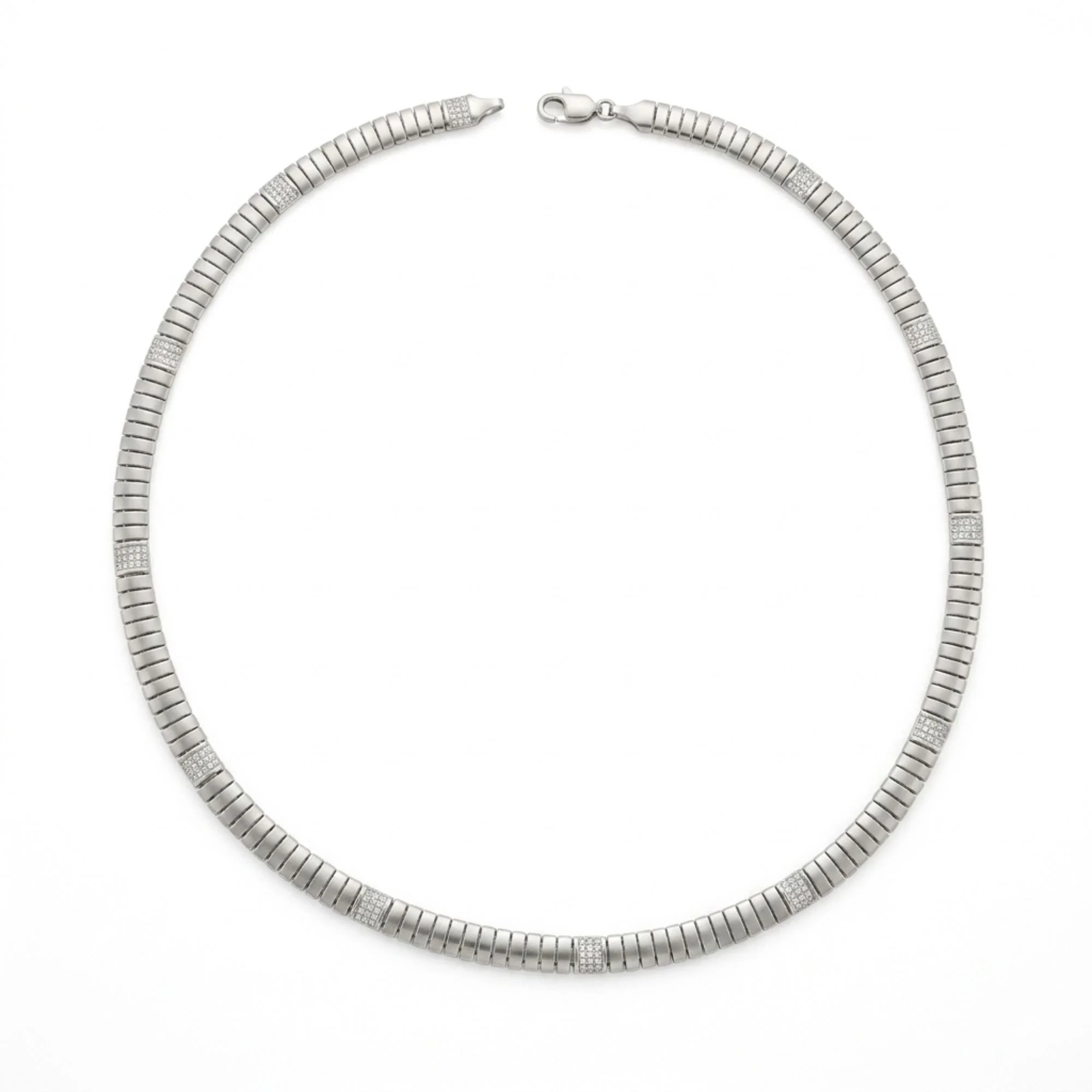 Silver Ribbed Tubular Men's Chain - Image 4