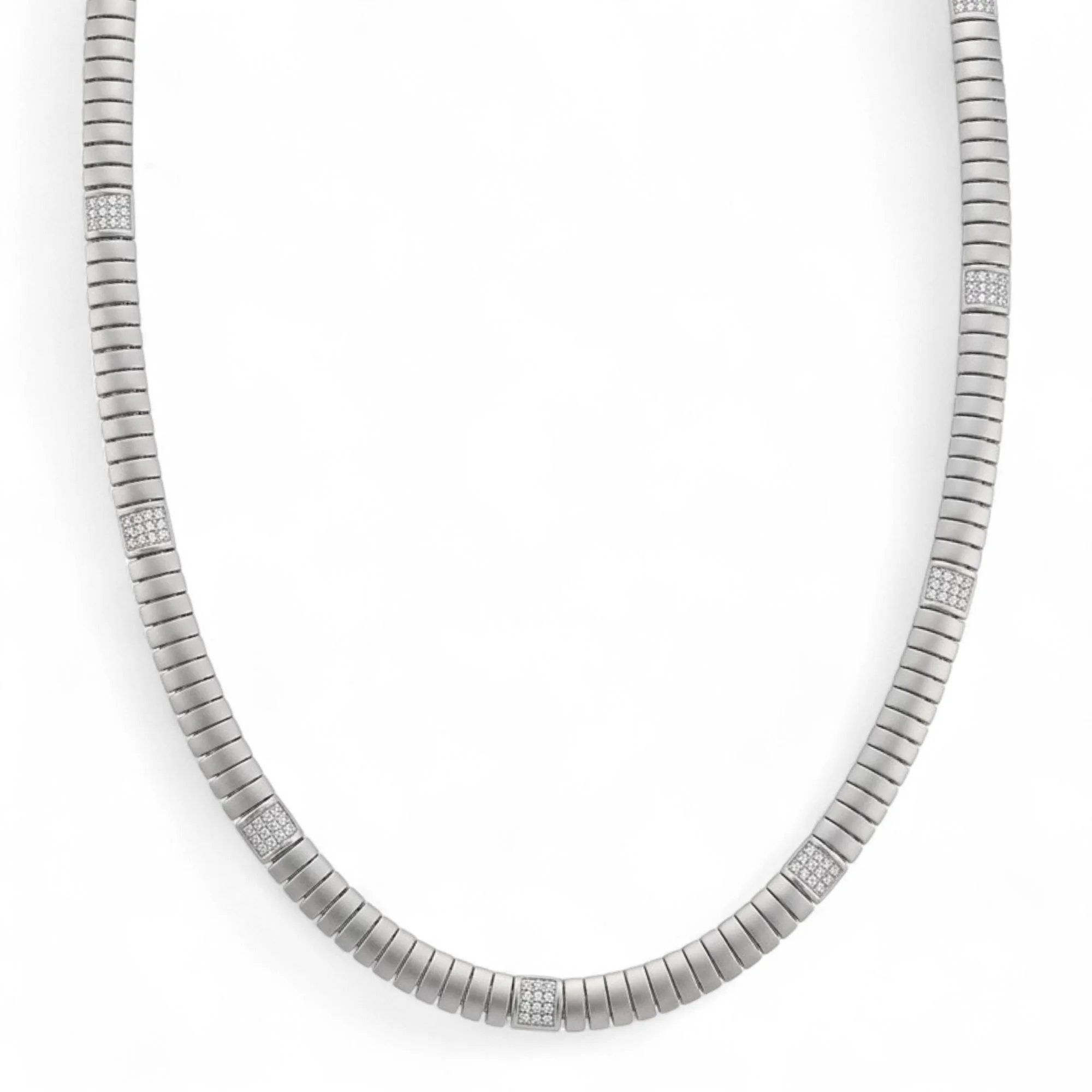 Silver Ribbed Tubular Men's Chain