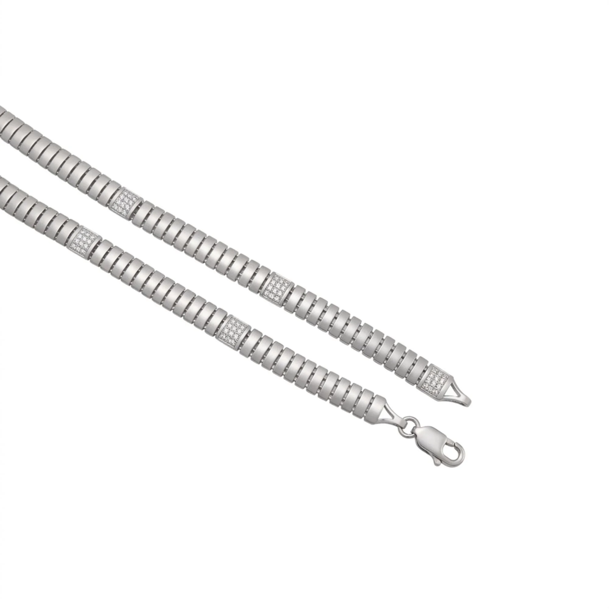 Silver Ribbed Tubular Men's Chain - Image 3