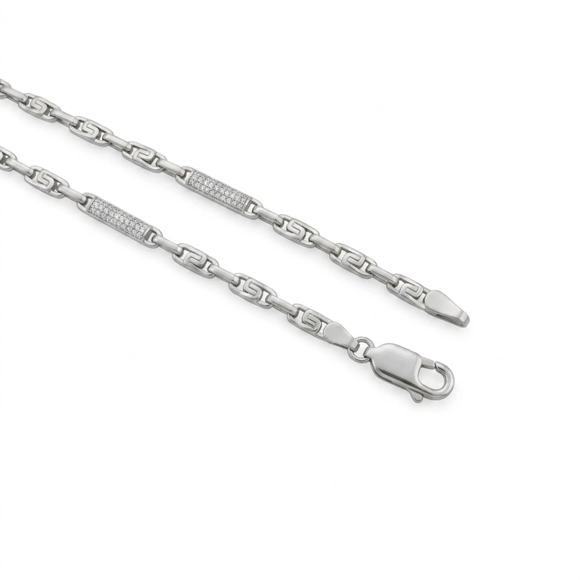 Silver Greek Key Men's Chain - Image 3